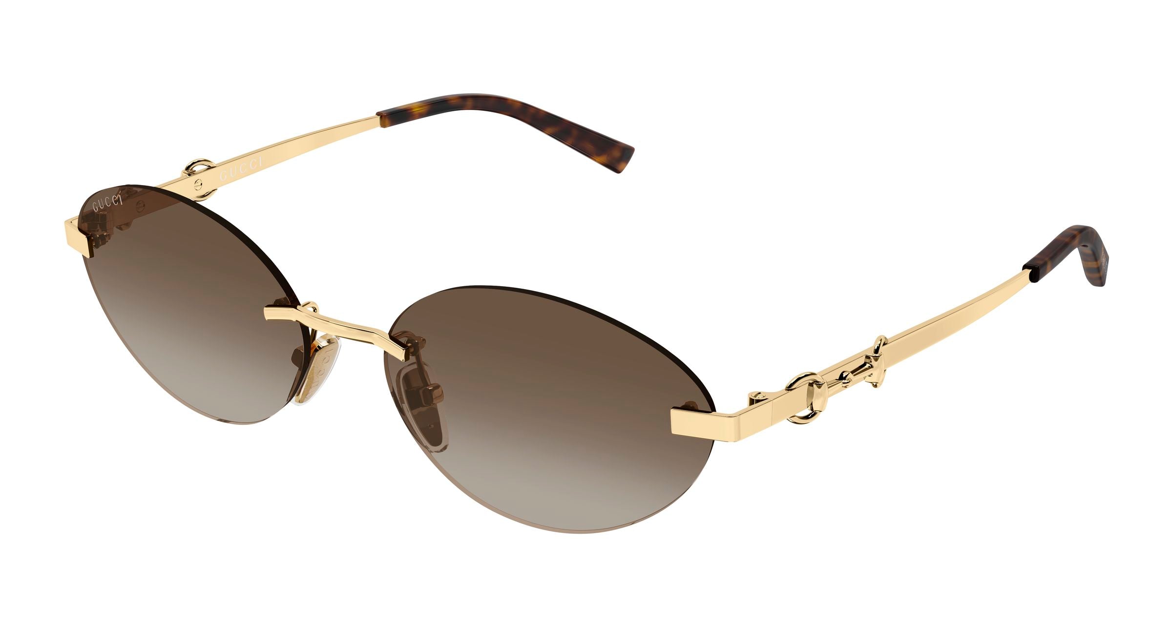 Gucci Donna Gucci GG2051S 004 Occhiali da sole Metallo Oro Marrone Rotonda