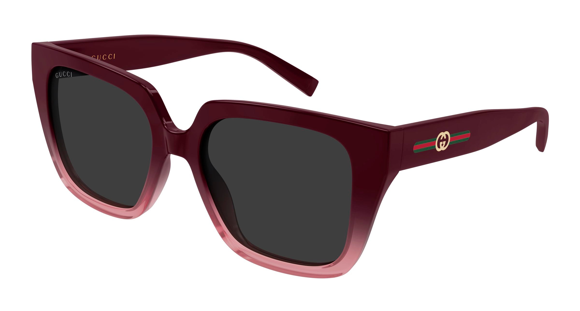 Gucci Donna Gucci GG2102S 003 Occhiali da sole Iniettato Bordeaux Grigio Farfalla