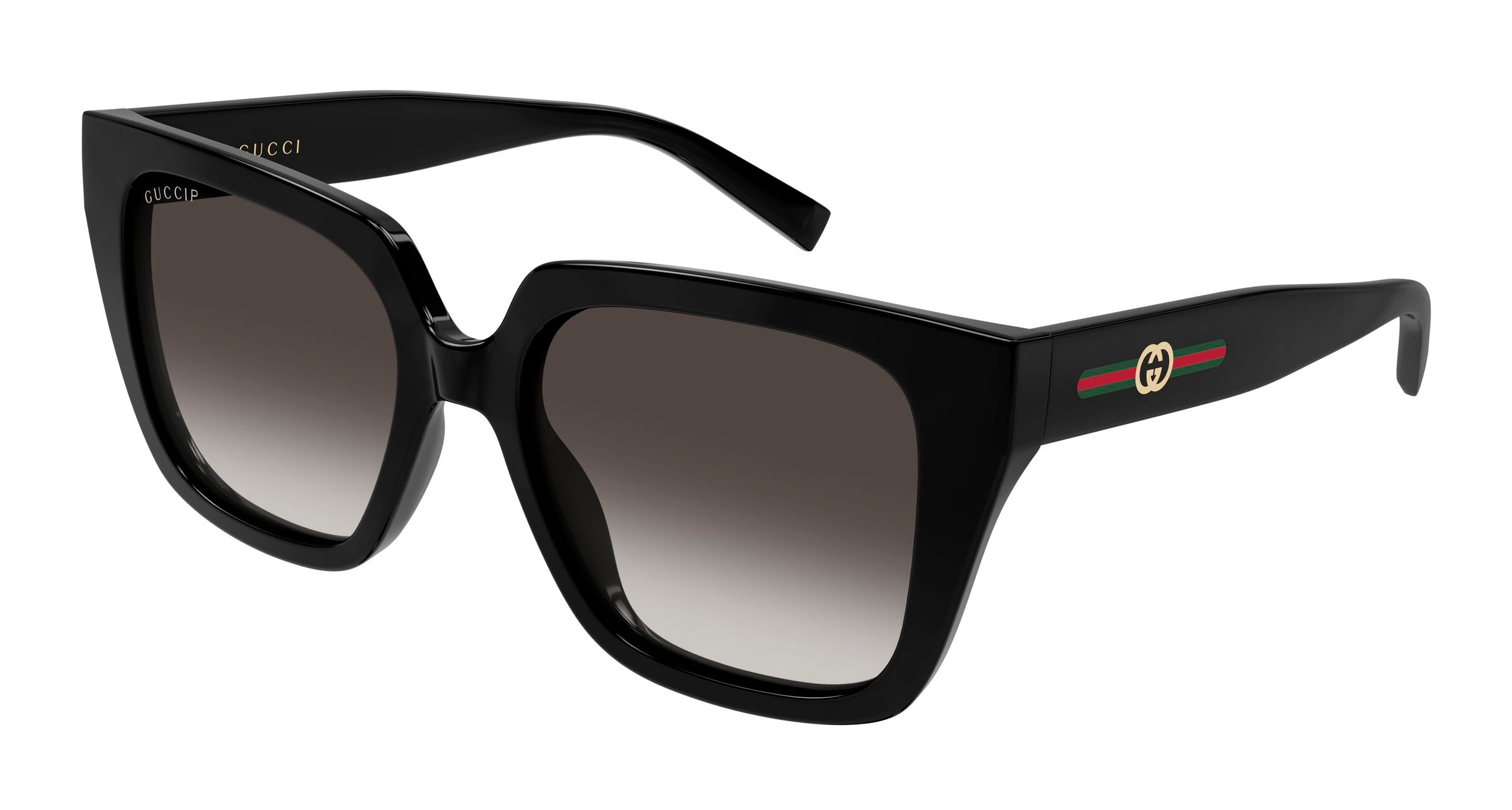 Gucci Donna Gucci GG2102S 005 Occhiali da sole Iniettato Nero Grigio Farfalla