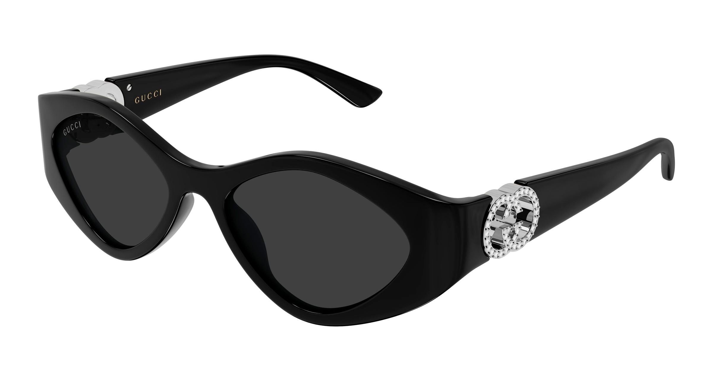 Gucci Donna Gucci GG2121S 002 Occhiali da sole Iniettato Nero Grigio Geometrica