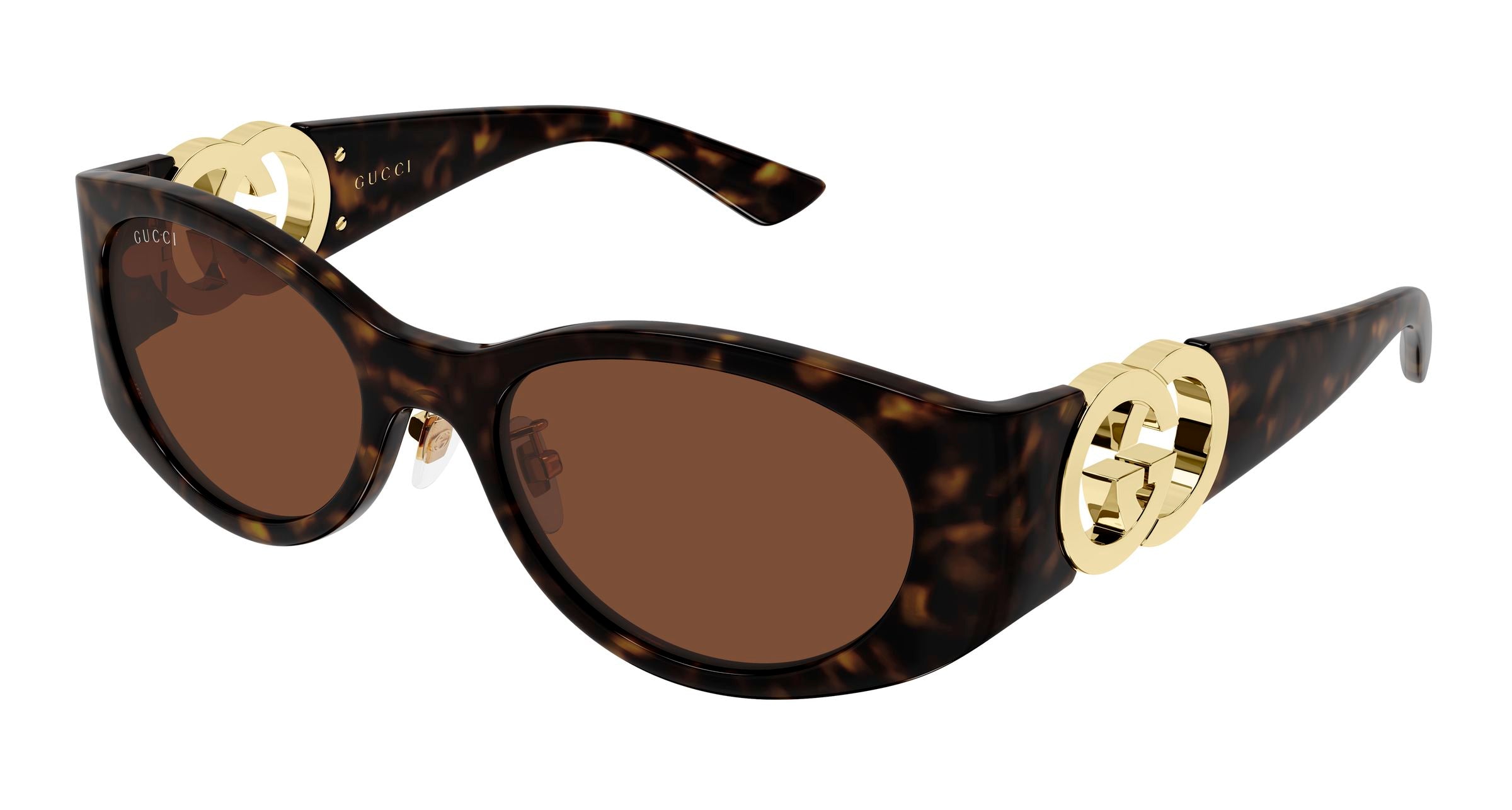 Gucci Donna Gucci GG2123SA 003 Occhiali da sole Iniettato Havana Marrone Rotonda