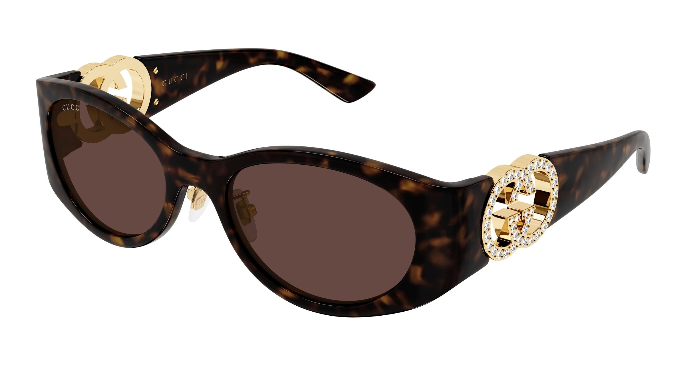 Gucci Donna Gucci GG2123SA 004 Occhiali da sole Iniettato Havana Marrone Rotonda