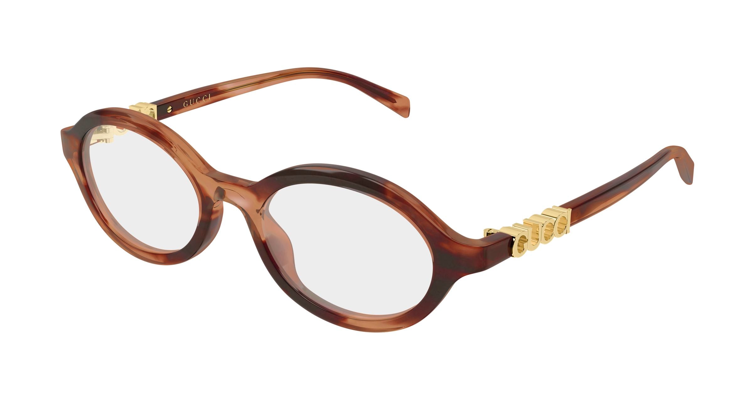 Gucci Donna Gucci GG2153O 003 Montature da vista Acetato Havana Trasparente Rotonda