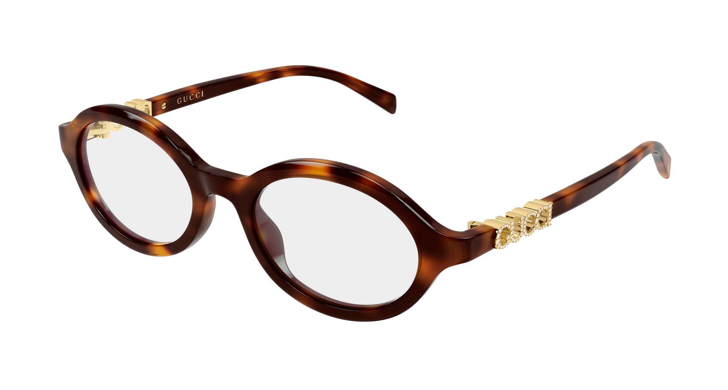 Gucci Donna Gucci GG2153O 005 Montature da vista Acetato Havana Trasparente Rotonda