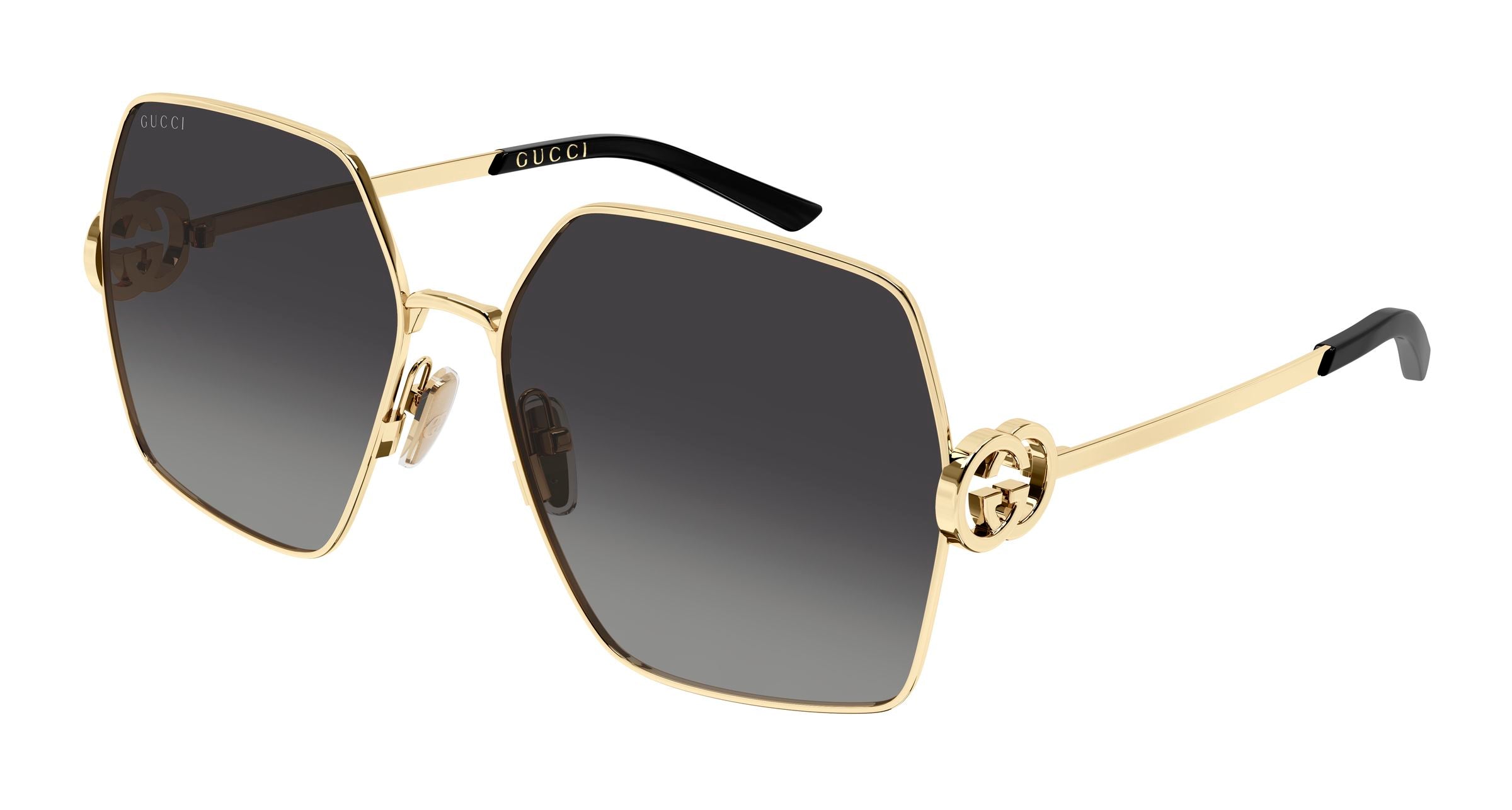 Gucci Donna Gucci GG2163S 001 Occhiali da sole Metallo Oro Grigio Squadrata