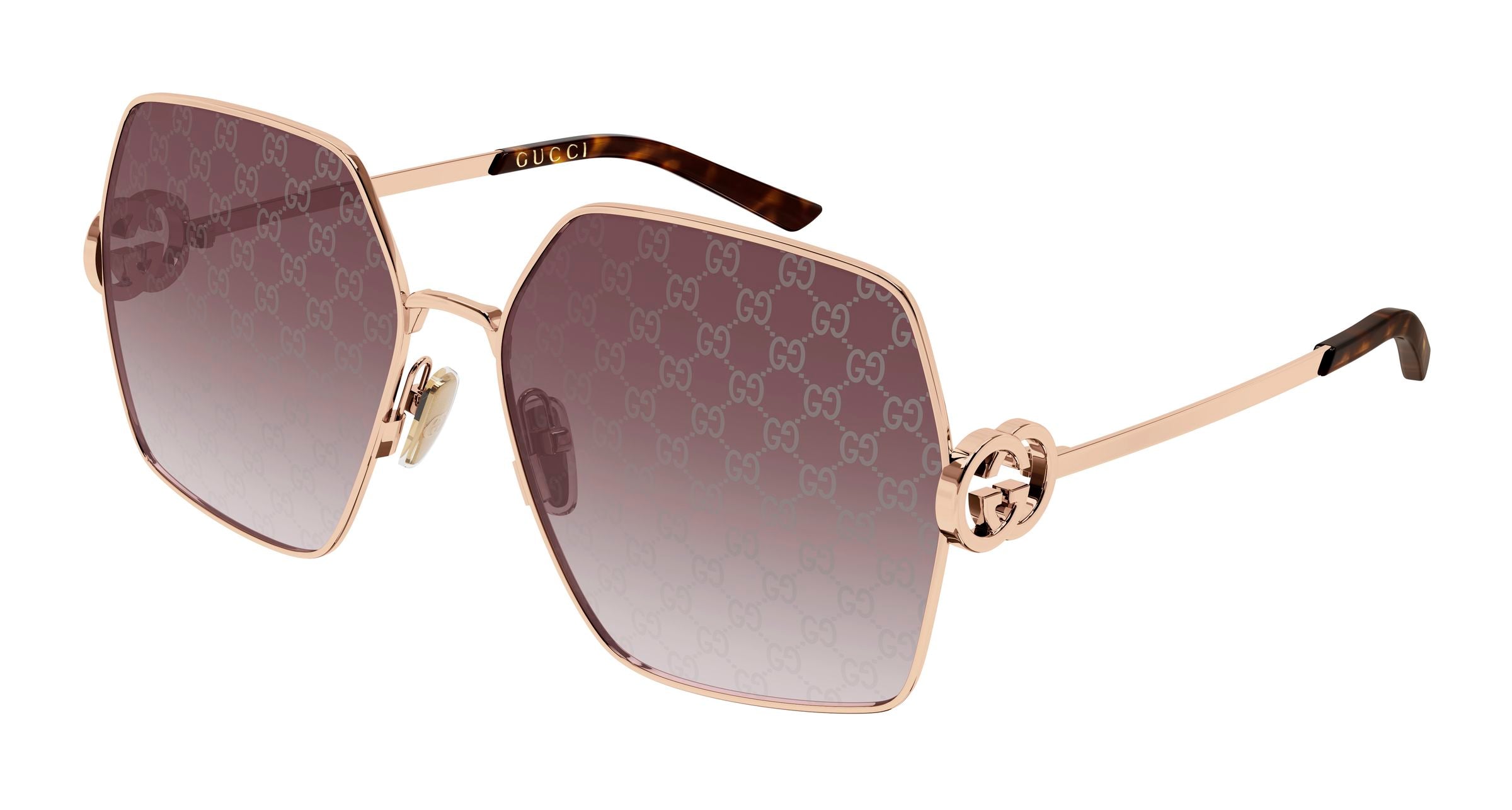 Gucci Donna Gucci GG2163S 004 Occhiali da sole Metallo Oro Rosso Squadrata Gucci Donna Gucci GG2163S 004 Occhiali da sole Metallo Oro Rosso Squadrata