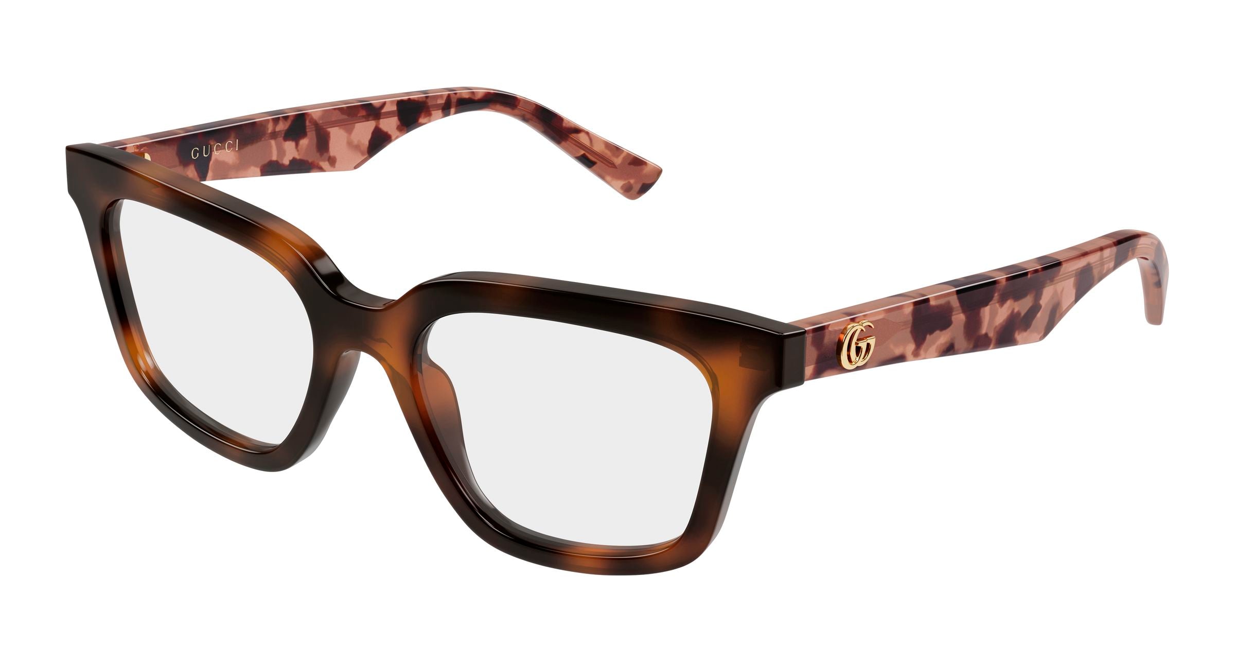 Gucci Donna Gucci GG2180O 004 Montature da vista Acetato Havana Trasparente Squadrata