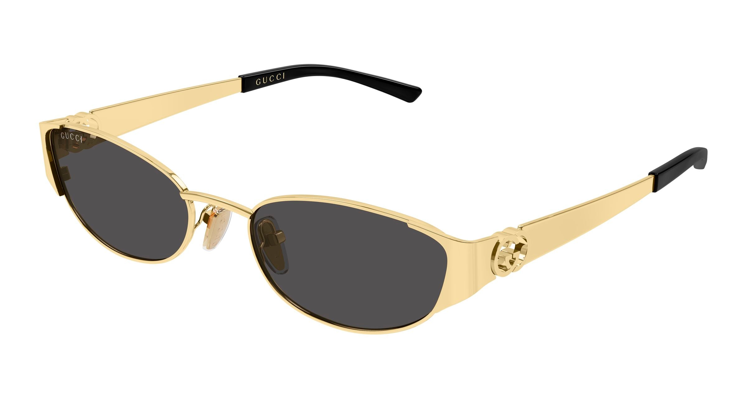 Gucci Donna Gucci GG2197S 001 Occhiali da sole Metallo Oro Grigio Rotonda