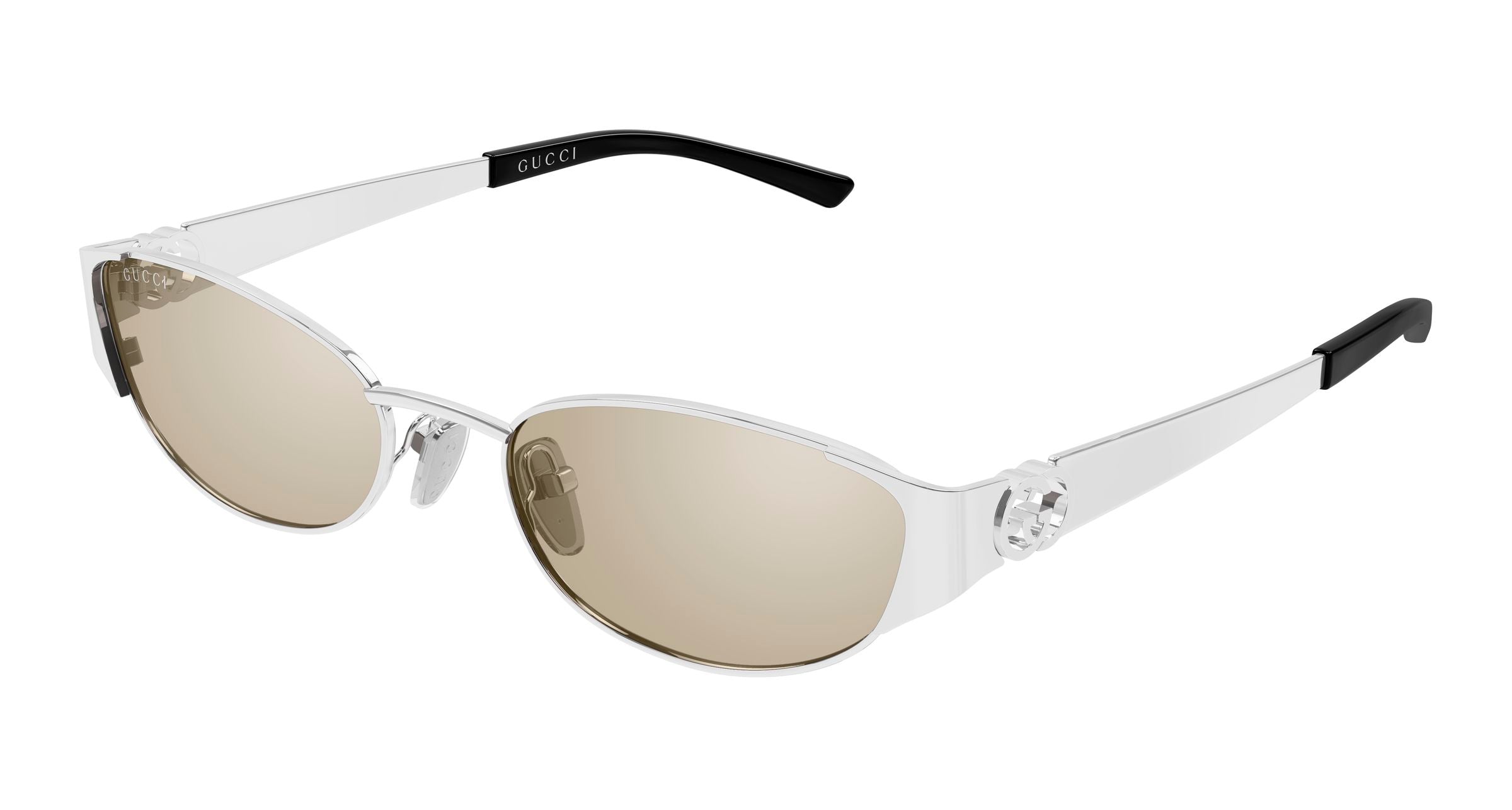 Gucci Donna Gucci GG2197S 002 Occhiali da sole Metallo Argento Marrone Rotonda Flash Gucci Donna Gucci GG2197S 002 Occhiali da sole Metallo Argento Marrone Rotonda Flash
