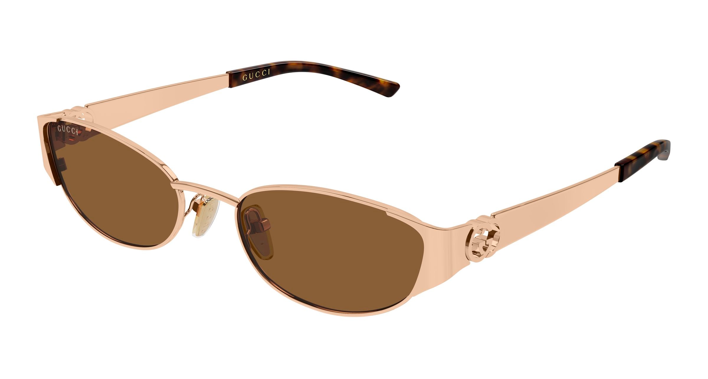 Gucci Donna Gucci GG2197S 004 Occhiali da sole Metallo Oro Marrone Rotonda