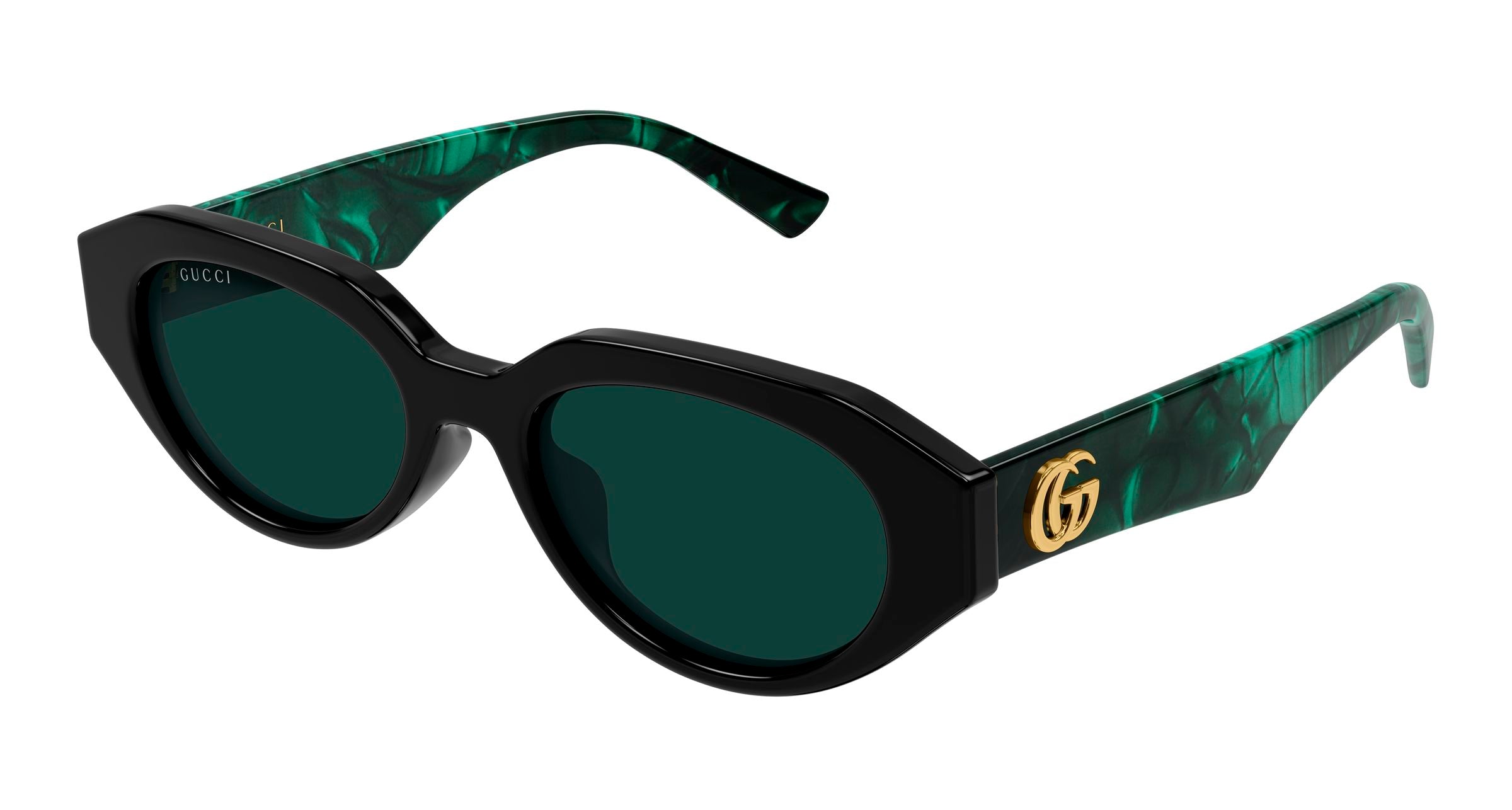 Gucci Donna Gucci GG2206SA 003 Occhiali da sole Acetato Nero Verde Rotonda