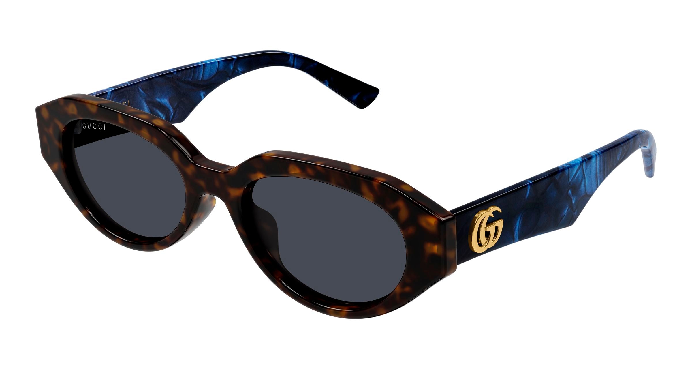 Gucci Donna Gucci GG2206SA 004 Occhiali da sole Acetato Havana Blu Rotonda