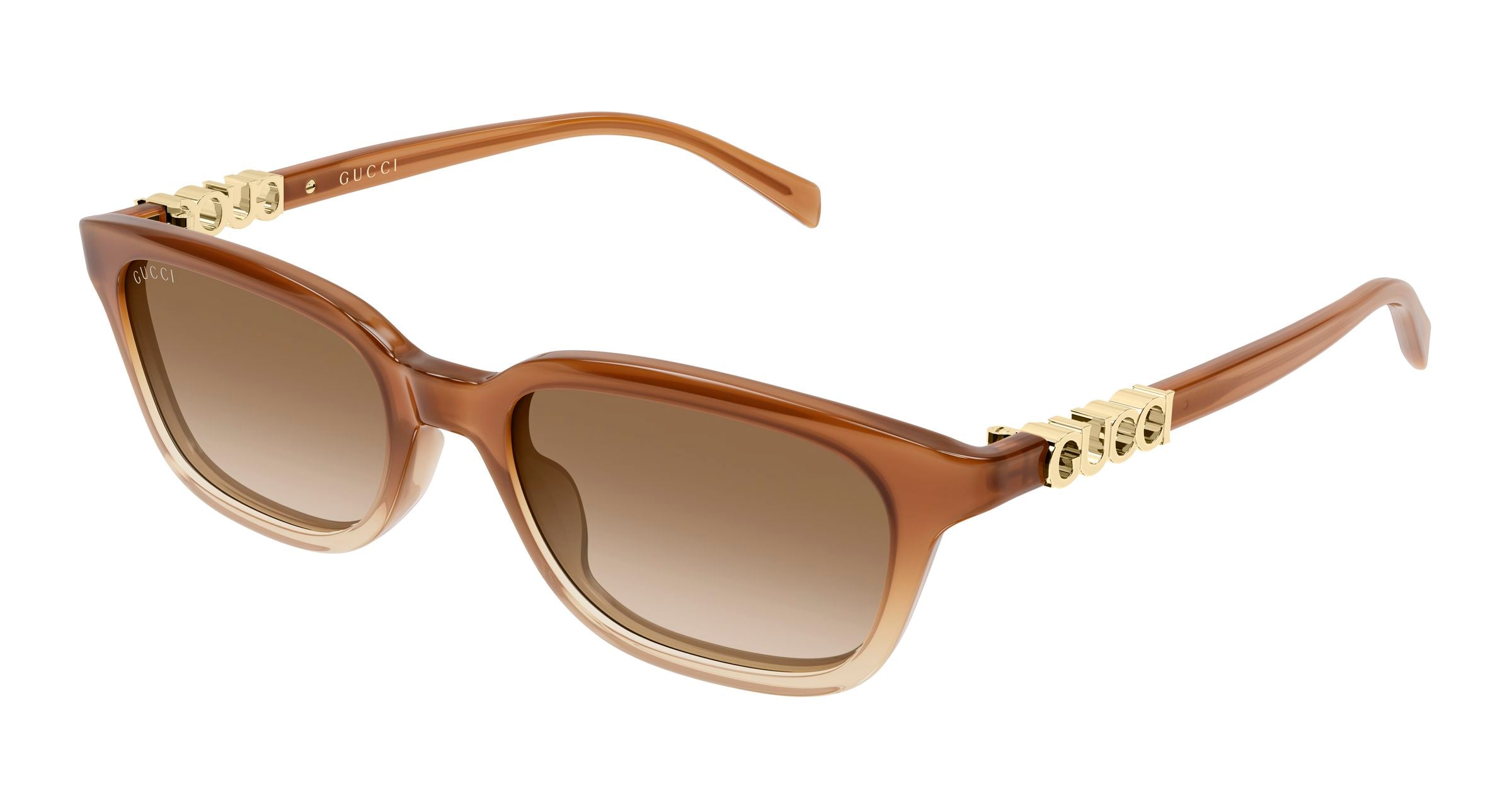 Gucci Donna Gucci GG2208S 003 Occhiali da sole Acetato Marrone Rosa Squadrata Sfumato
