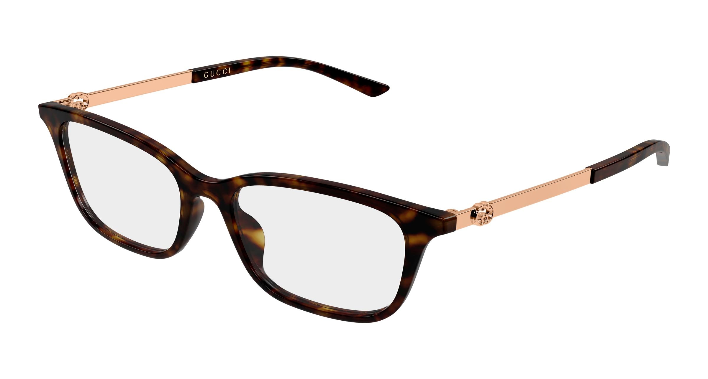 Gucci Donna Gucci GG2213O 003 Montature da vista Acetato Havana Trasparente Squadrata