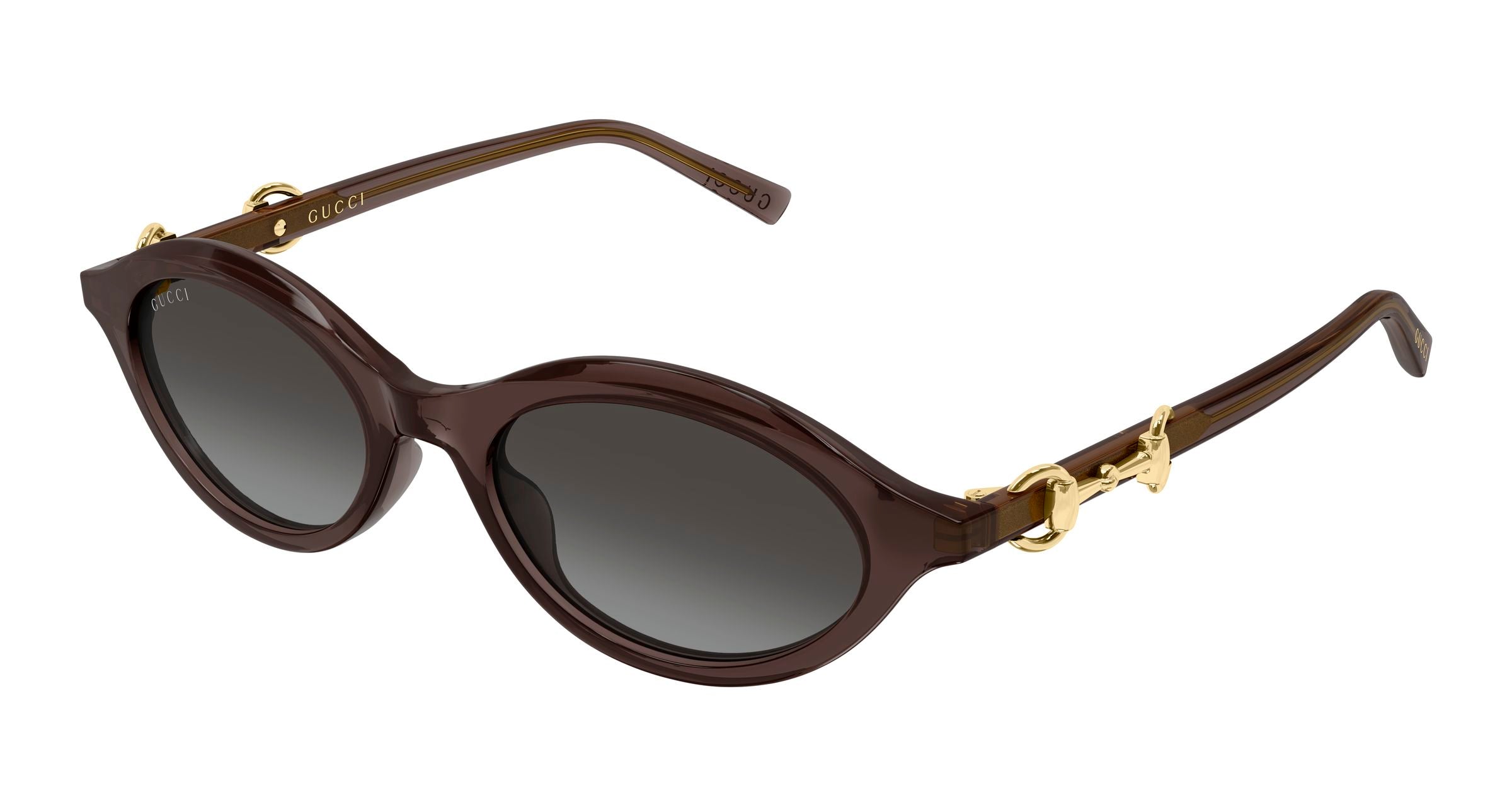 Gucci Donna Gucci GG2215S 005 Occhiali da sole Acetato Marrone Grigio Rotonda Sfumato Gucci Donna Gucci GG2215S 005 Occhiali da sole Acetato Marrone Grigio Rotonda Sfumato