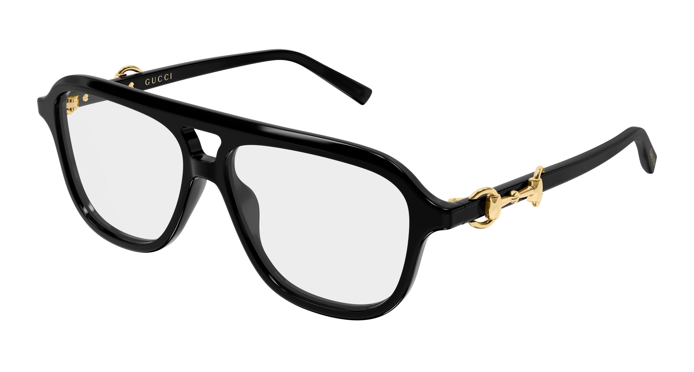 Gucci Donna Gucci GG2216O 001 Montature da vista Acetato Nero Trasparente Pilot