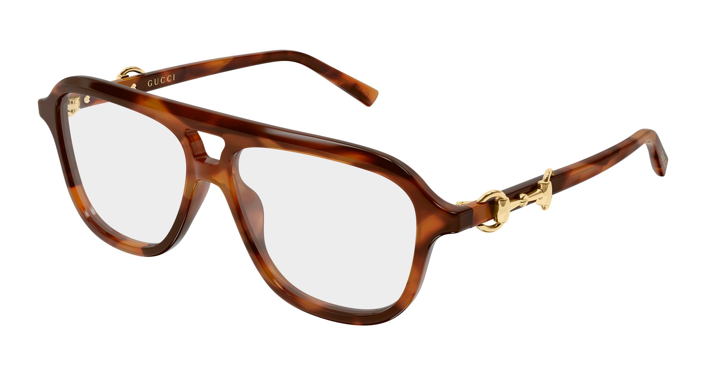 Gucci Donna Gucci GG2216O 002 Montature da vista Acetato Havana Trasparente Pilot Gucci Donna Gucci GG2216O 002 Montature da vista Acetato Havana Trasparente Pilot