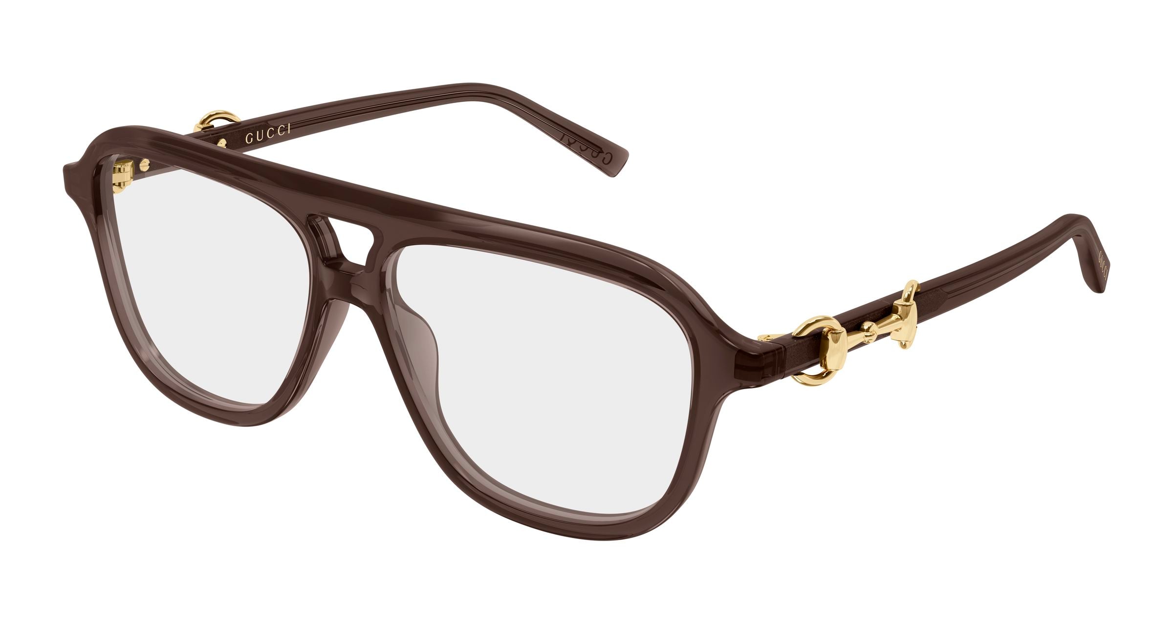 Gucci Donna Gucci GG2216O 004 Montature da vista Acetato Marrone Trasparente Pilot