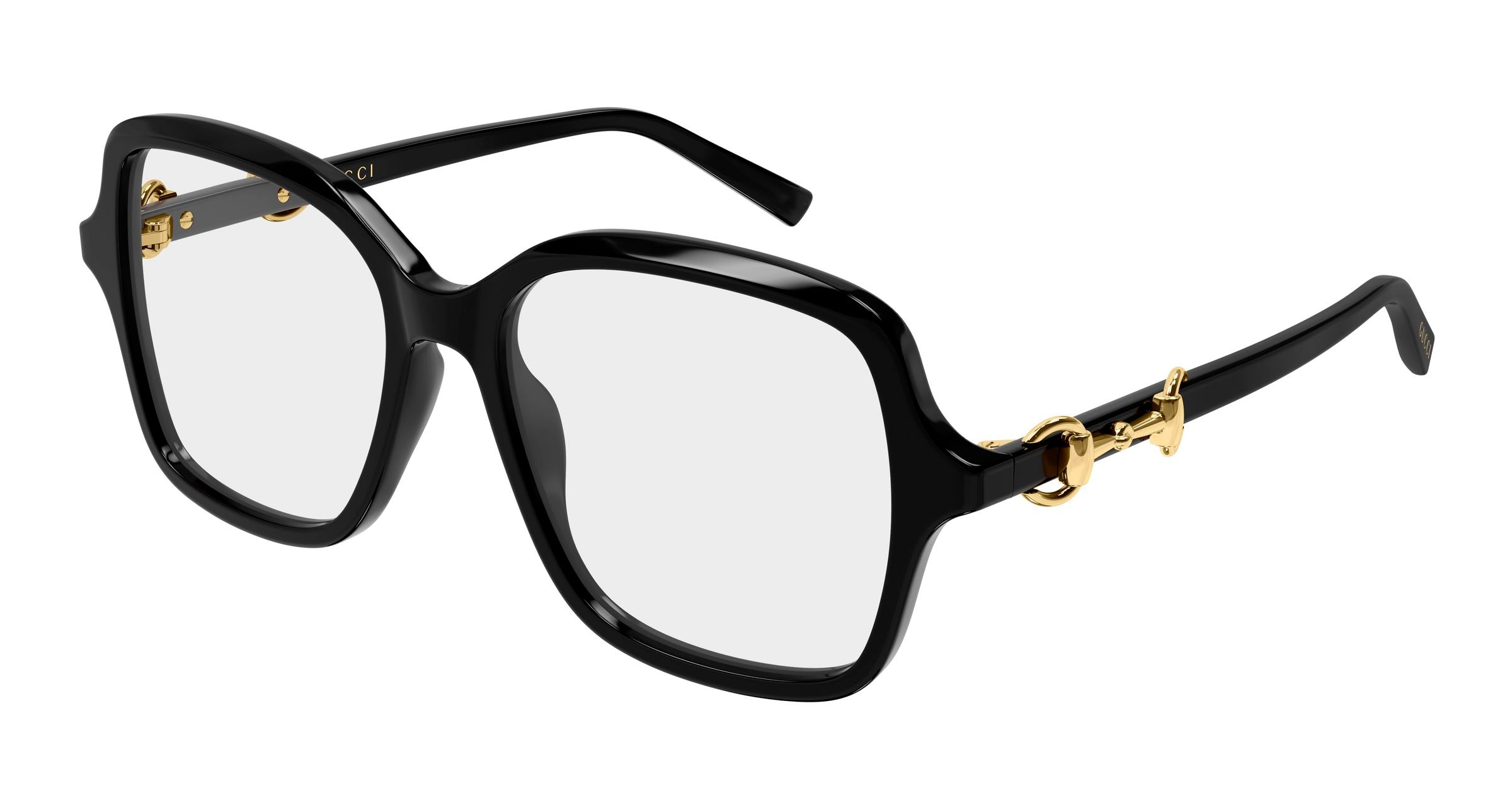 Gucci Donna Gucci GG2217O 001 Montature da vista Acetato Nero Trasparente Farfalla
