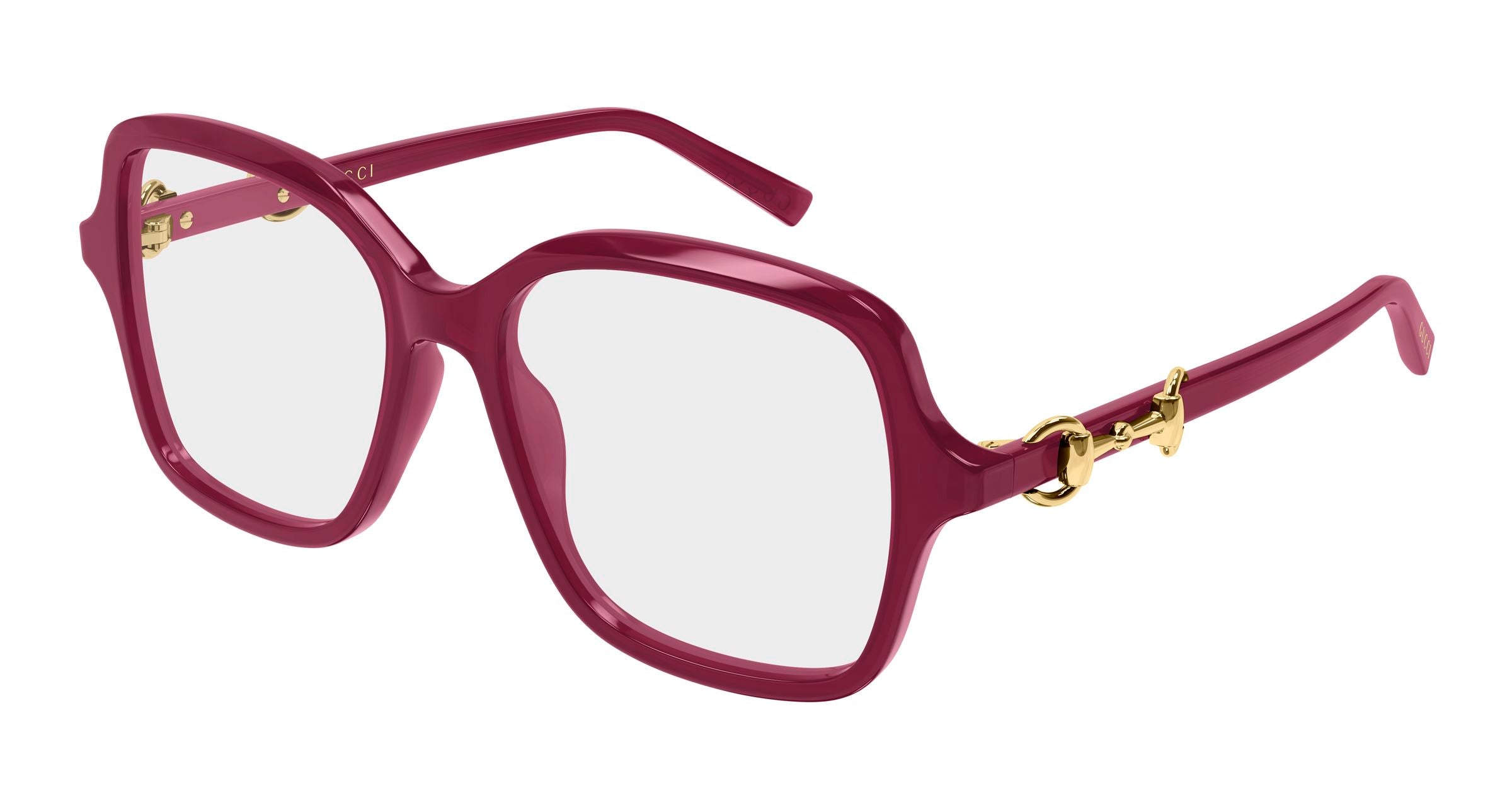 Gucci Donna Gucci GG2217O 004 Montature da vista Acetato Bordeaux Trasparente Farfalla