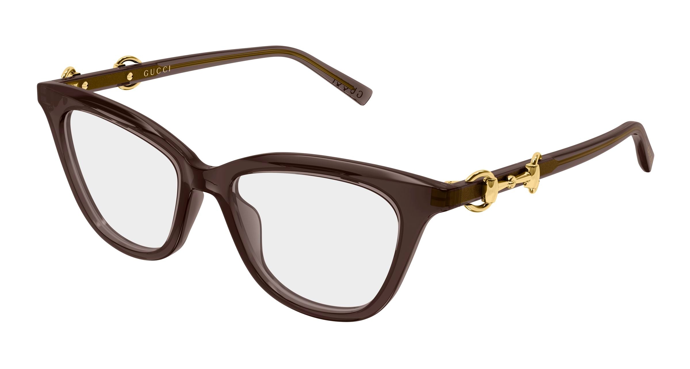 Gucci Donna Gucci GG2218O 008 Montature da vista Acetato Marrone Trasparente Cat Eye Gucci Donna Gucci GG2218O 008 Montature da vista Acetato Marrone Trasparente Cat Eye