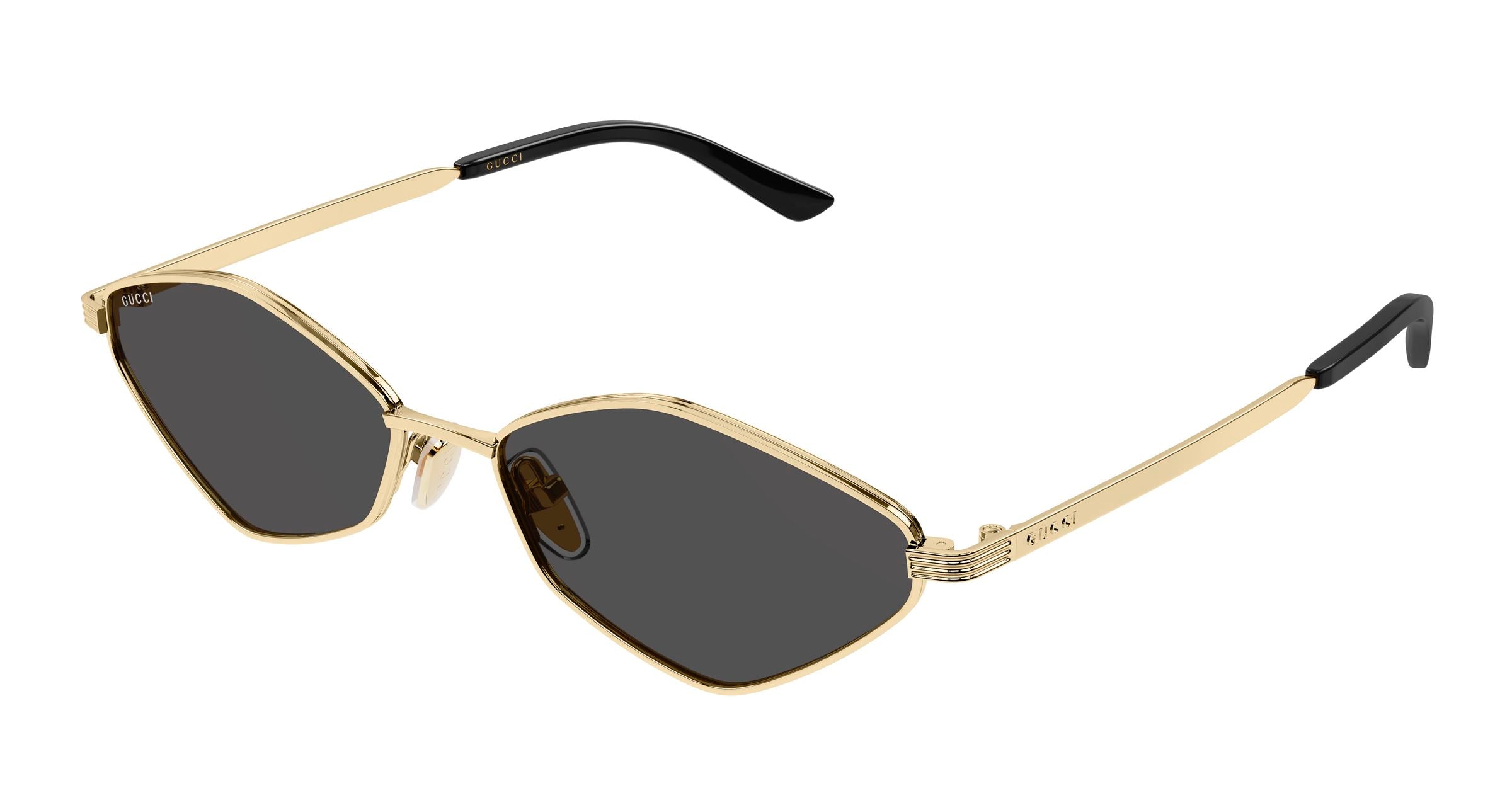 Gucci Donna Gucci GG2222S 001 Occhiali da sole Metallo Oro Grigio Geometrica
