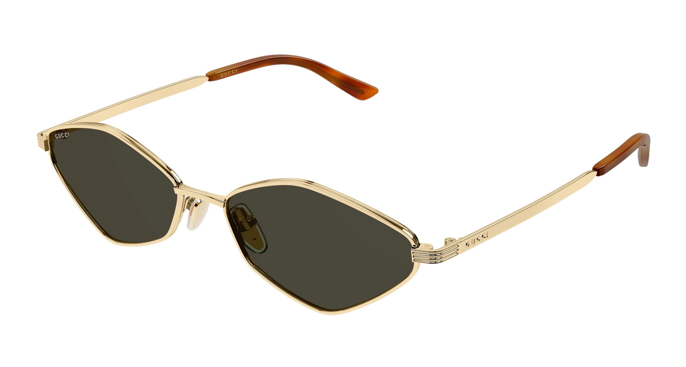 Gucci Donna Gucci GG2222S 002 Occhiali da sole Metallo Oro Marrone Geometrica Gucci Donna Gucci GG2222S 002 Occhiali da sole Metallo Oro Marrone Geometrica