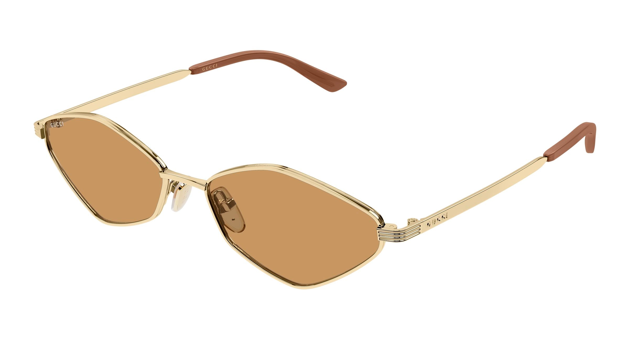 Gucci Donna Gucci GG2222S 003 Occhiali da sole Metallo Oro Arancione Geometrica Gucci Donna Gucci GG2222S 003 Occhiali da sole Metallo Oro Arancione Geometrica
