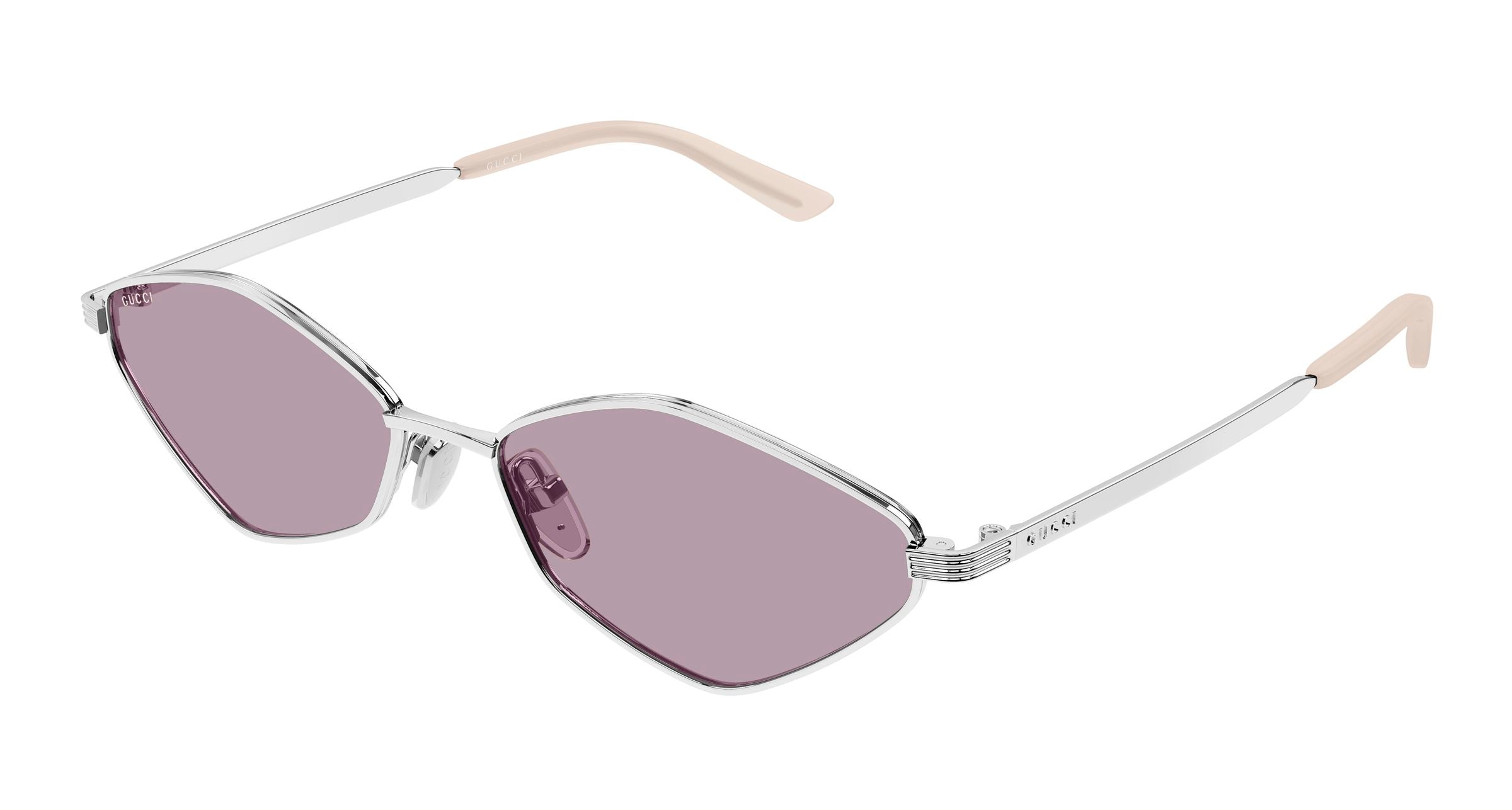 Gucci Donna Gucci GG2222S 004 Occhiali da sole Metallo Argento Rosa Geometrica Gucci Donna Gucci GG2222S 004 Occhiali da sole Metallo Argento Rosa Geometrica