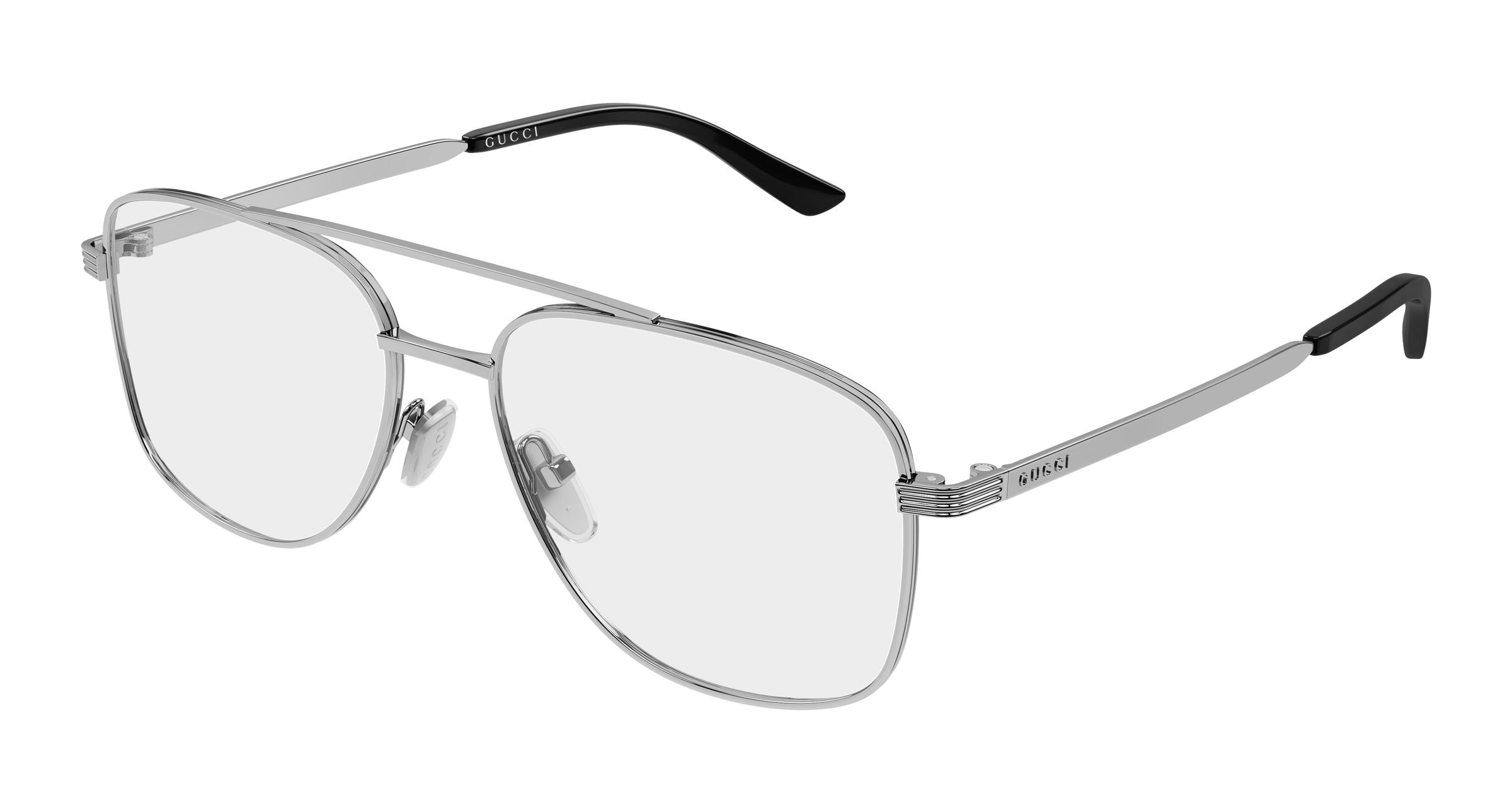 Gucci Donna Gucci GG2223O 001 Montature da vista Metallo Rutenio Trasparente Pilot Gucci Donna Gucci GG2223O 001 Montature da vista Metallo Rutenio Trasparente Pilot
