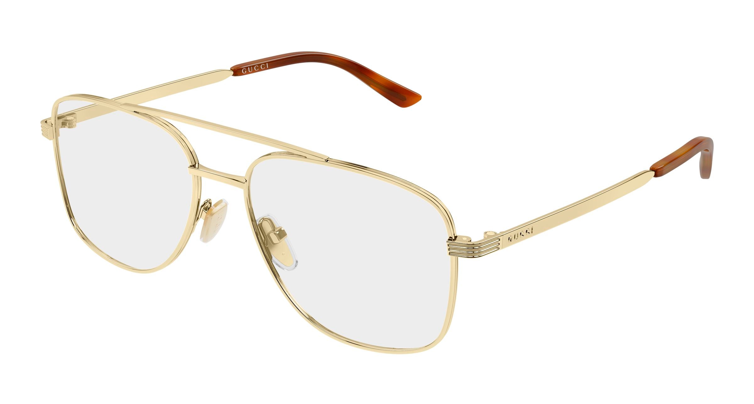 Gucci Donna Gucci GG2223O 002 Montature da vista Metallo Oro Trasparente Pilot