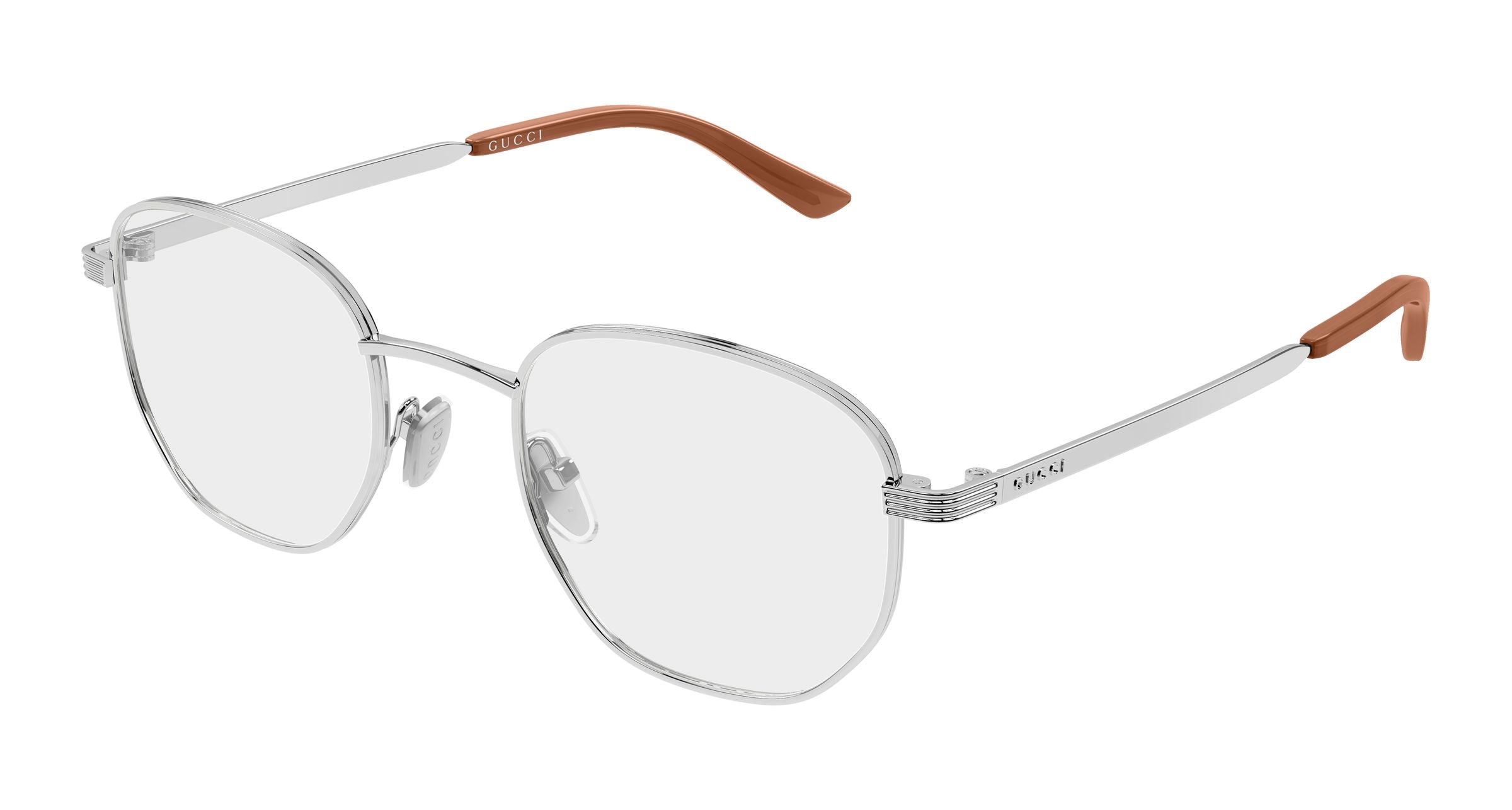 Gucci Donna Gucci GG2224O 003 Montature da vista Metallo Argento Trasparente Rotonda