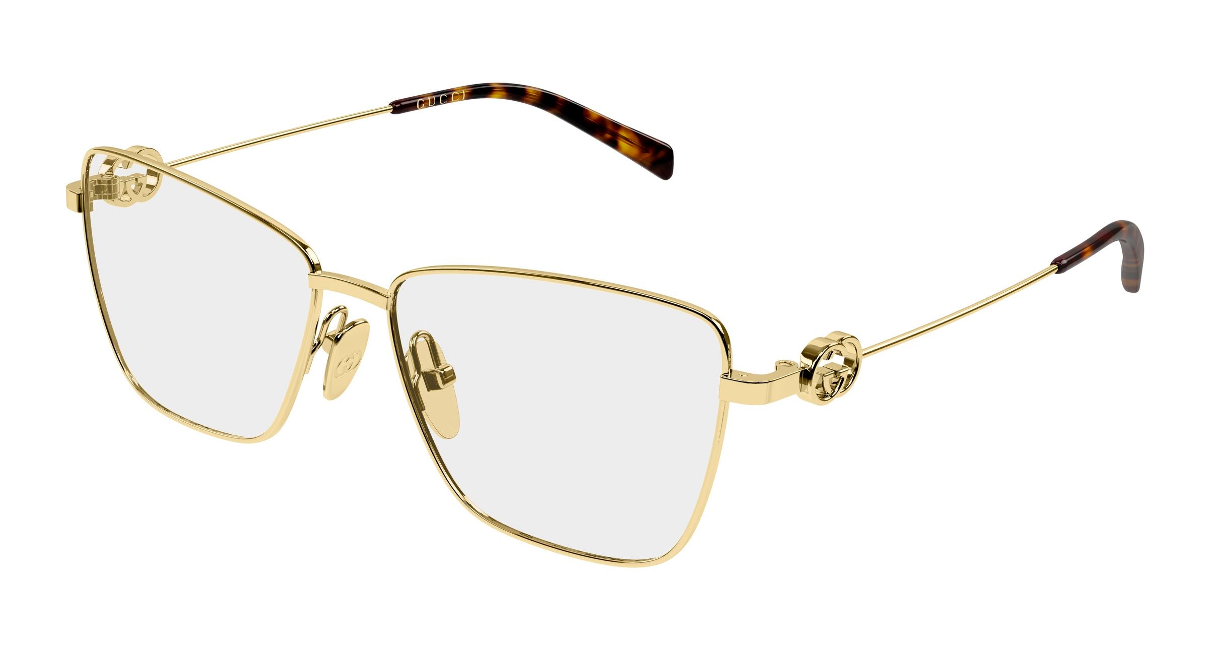 Gucci Donna Gucci GG2226O 001 Montature da vista Metallo Oro Trasparente Farfalla Gucci Donna Gucci GG2226O 001 Montature da vista Metallo Oro Trasparente Farfalla