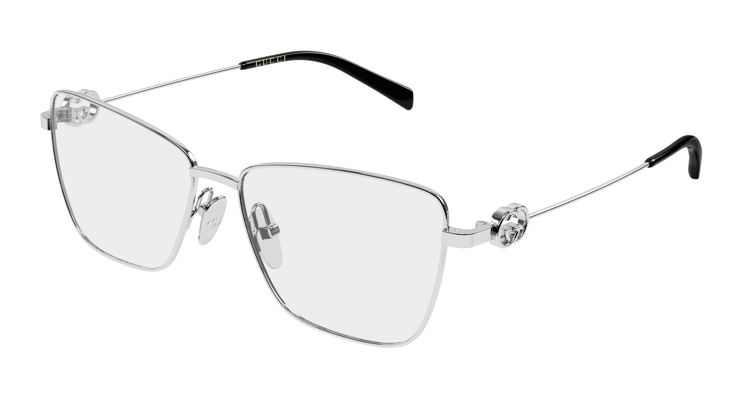 Gucci Donna Gucci GG2226O 002 Montature da vista Metallo Argento Trasparente Farfalla Gucci Donna Gucci GG2226O 002 Montature da vista Metallo Argento Trasparente Farfalla