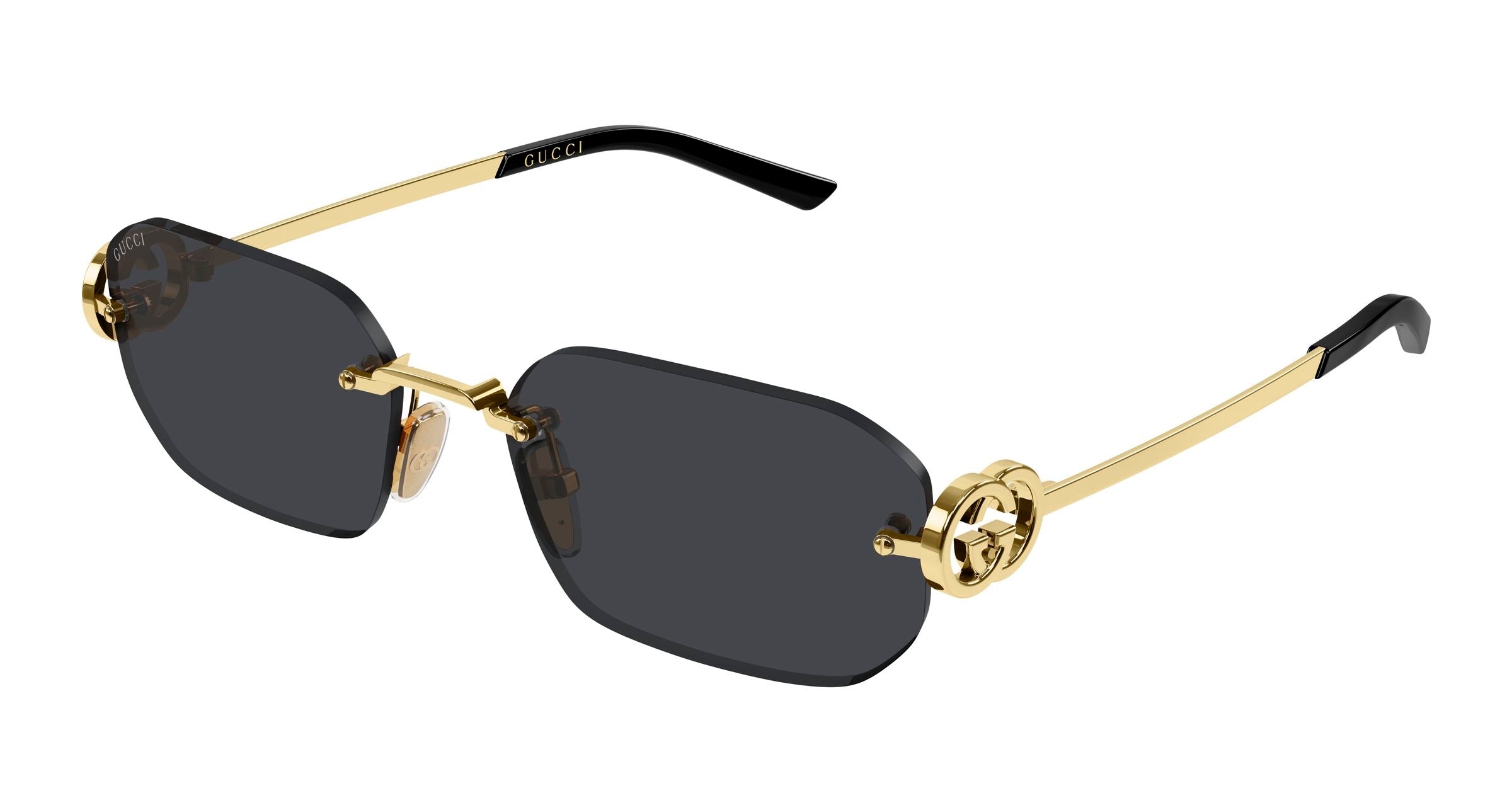 Gucci Donna Gucci GG2228S 001 Occhiali da sole Metallo Oro Grigio Squadrata