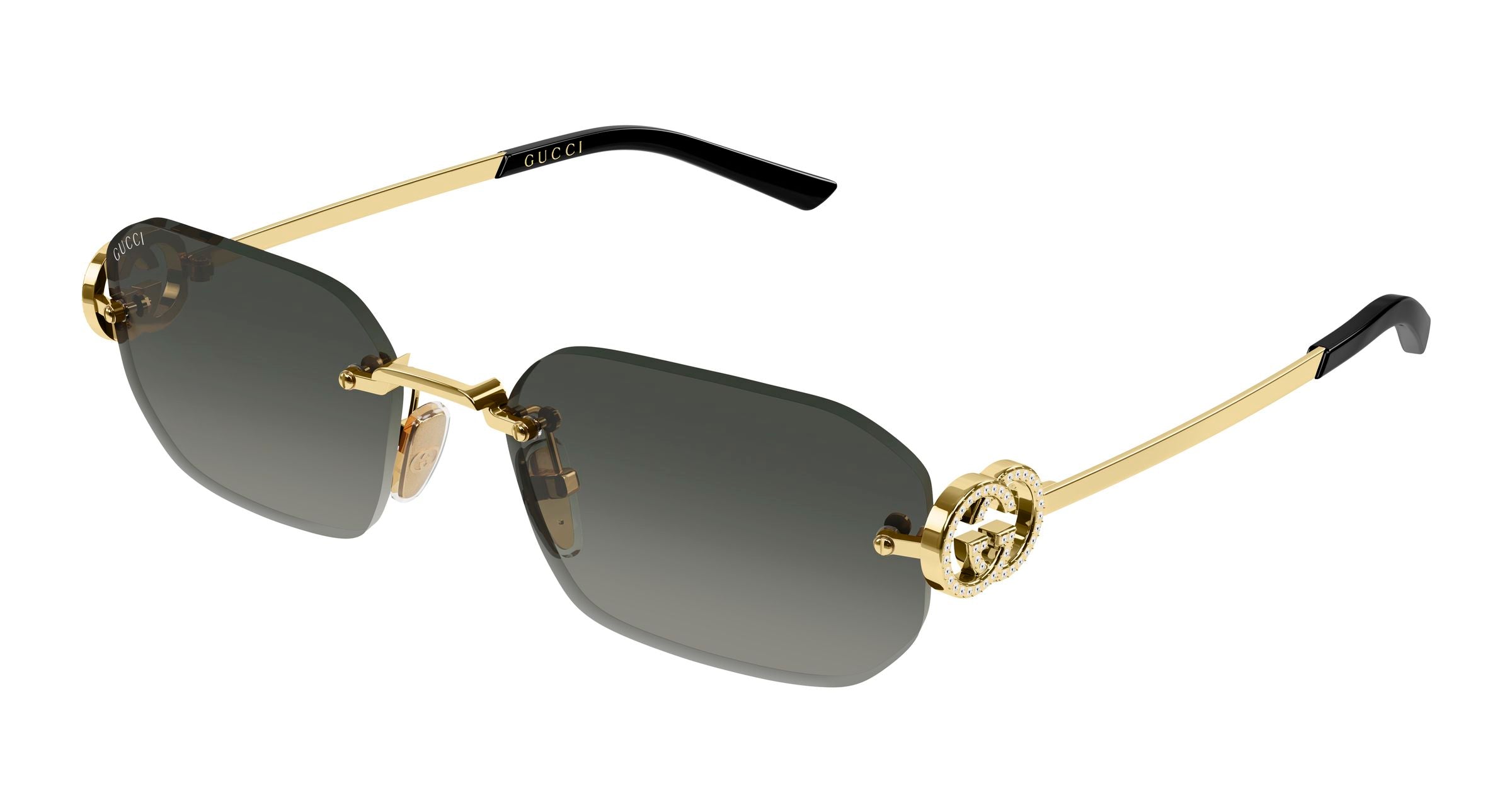 Gucci Donna Gucci GG2228S 002 Occhiali da sole Metallo Oro Grigio Squadrata Sfumato Gucci Donna Gucci GG2228S 002 Occhiali da sole Metallo Oro Grigio Squadrata Sfumato