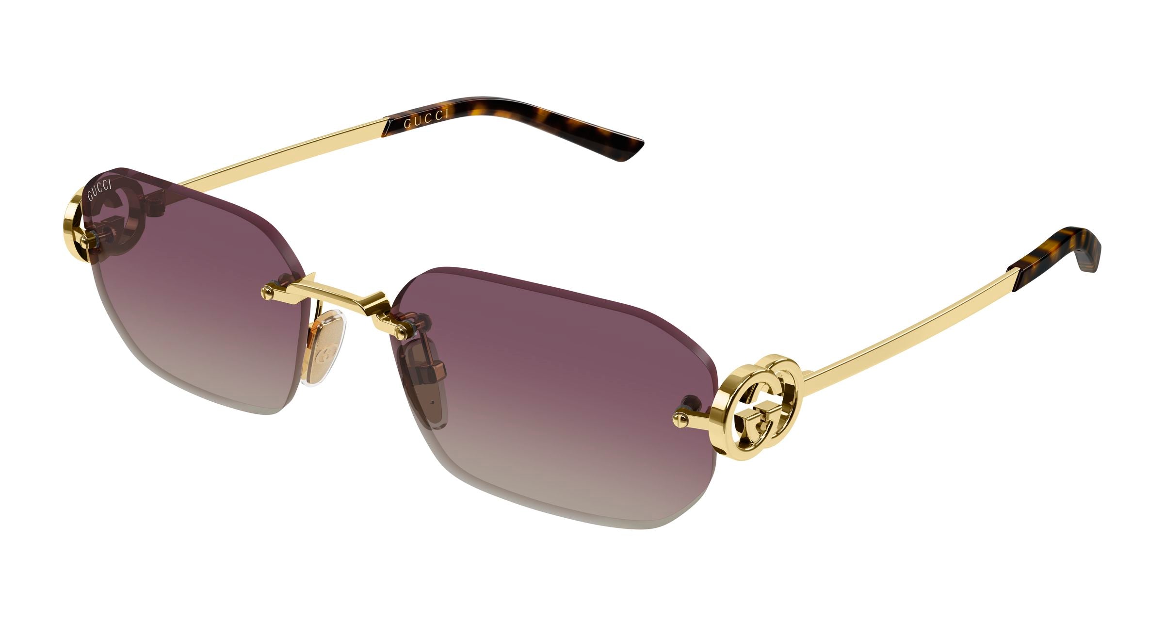 Gucci Donna Gucci GG2228S 003 Occhiali da sole Metallo Oro Rosso Squadrata Sfumato Gucci Donna Gucci GG2228S 003 Occhiali da sole Metallo Oro Rosso Squadrata Sfumato