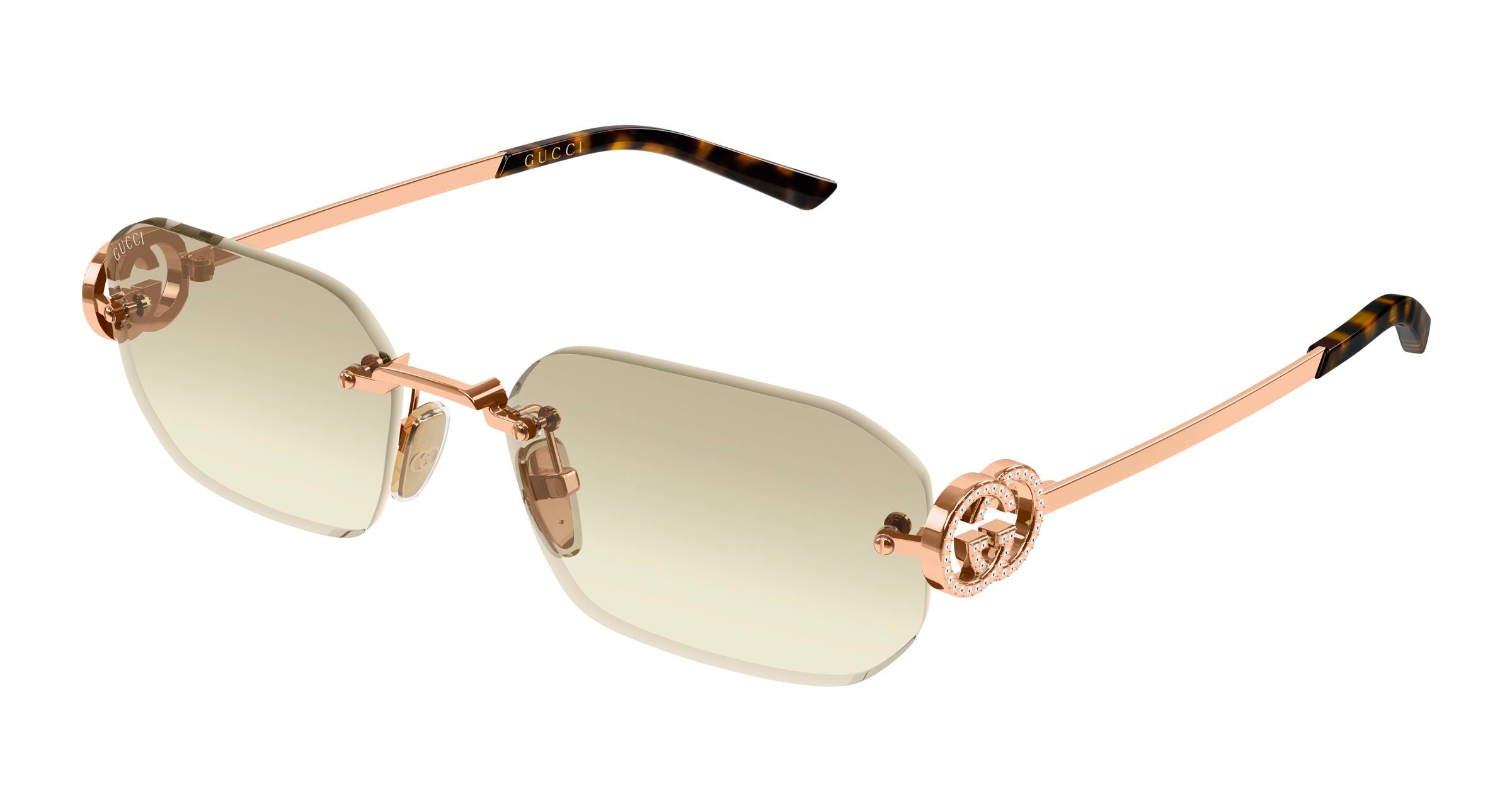 Gucci Donna Gucci GG2228S 004 Occhiali da sole Metallo Oro Marrone Squadrata Sfumato Gucci Donna Gucci GG2228S 004 Occhiali da sole Metallo Oro Marrone Squadrata Sfumato