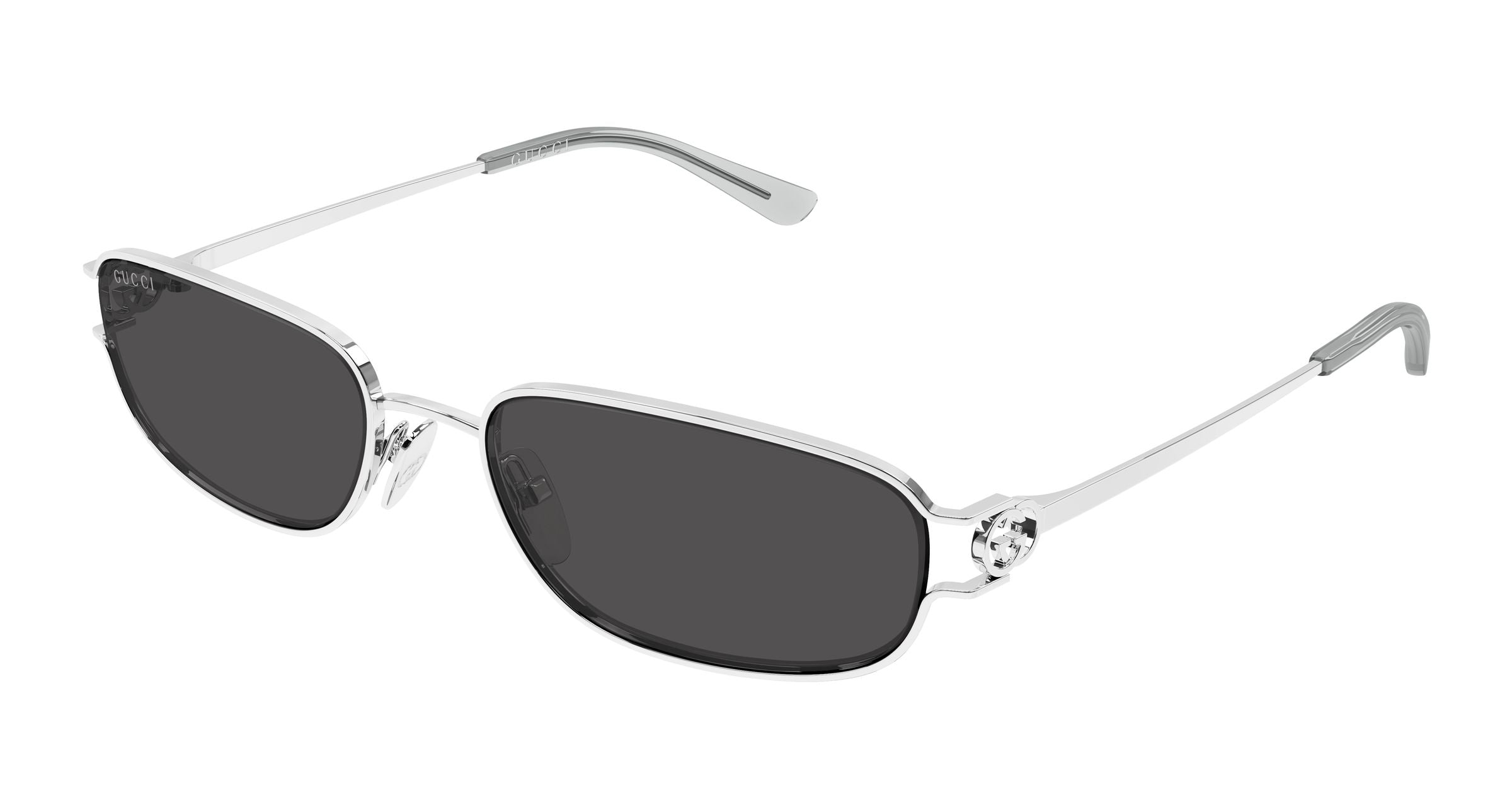 Gucci Donna Gucci GG2232S 001 Occhiali da sole Metallo Argento Grigio Squadrata Gucci Donna Gucci GG2232S 001 Occhiali da sole Metallo Argento Grigio Squadrata