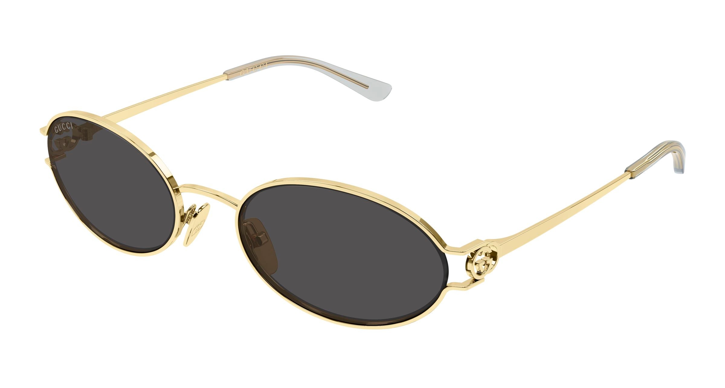 Gucci Donna Gucci GG2233S 001 Occhiali da sole Metallo Oro Grigio Rotonda