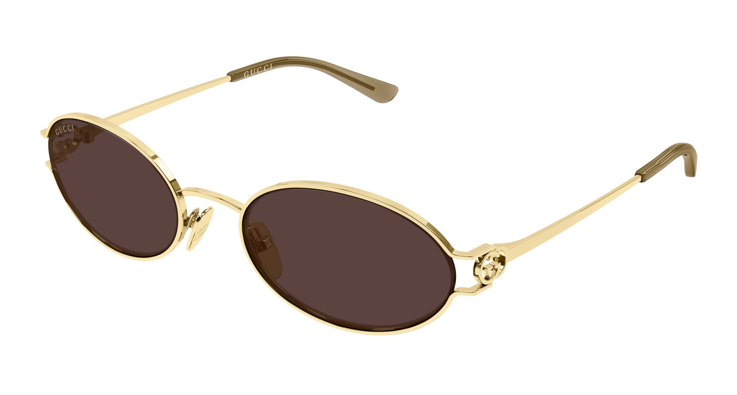 Gucci Donna Gucci GG2233S 002 Occhiali da sole Metallo Oro Marrone Rotonda