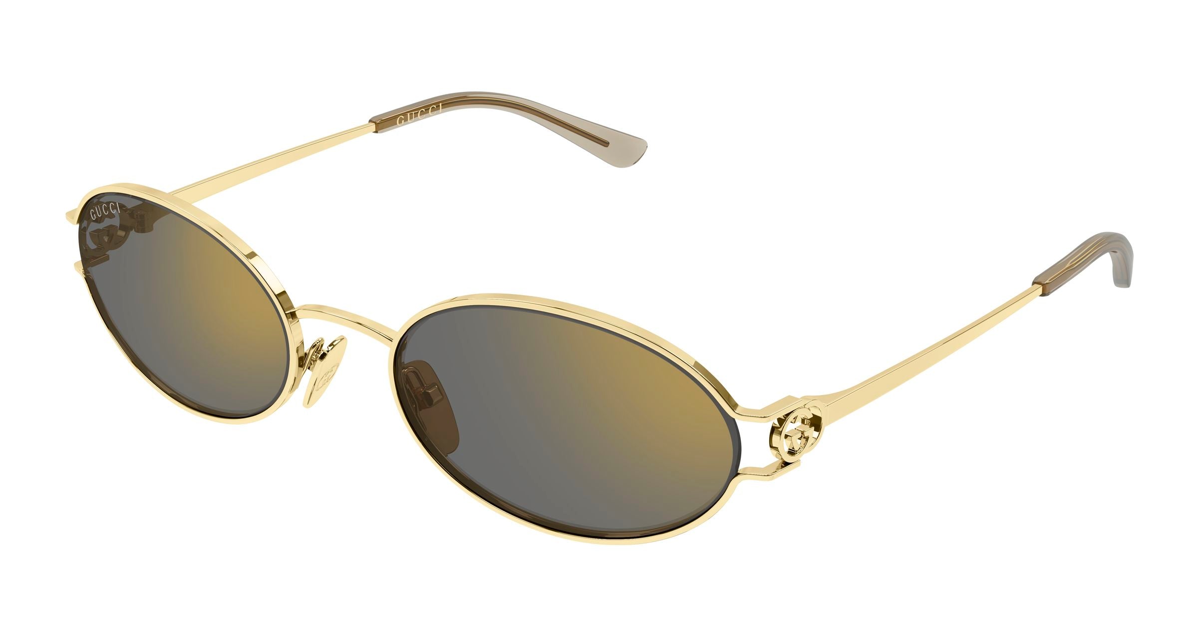 Gucci Donna Gucci GG2233S 003 Occhiali da sole Metallo Oro Grigio Rotonda Specchiato Gucci Donna Gucci GG2233S 003 Occhiali da sole Metallo Oro Grigio Rotonda Specchiato