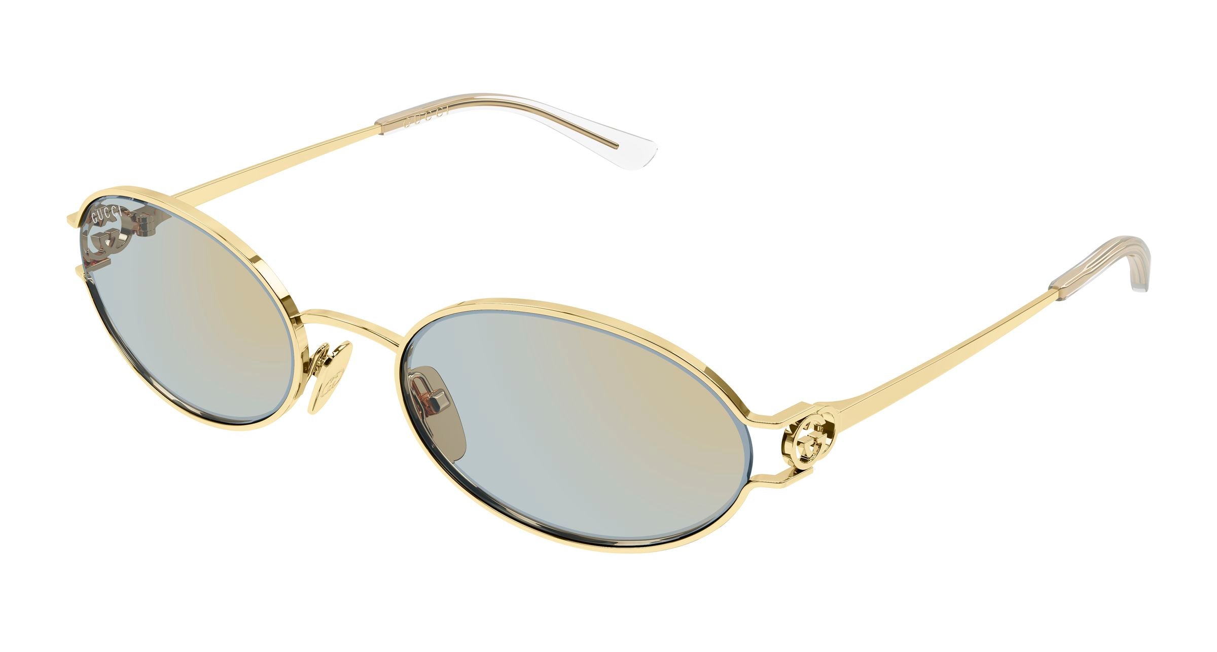 Gucci Donna Gucci GG2233S 004 Occhiali da sole Metallo Oro Blu Rotonda Specchiato