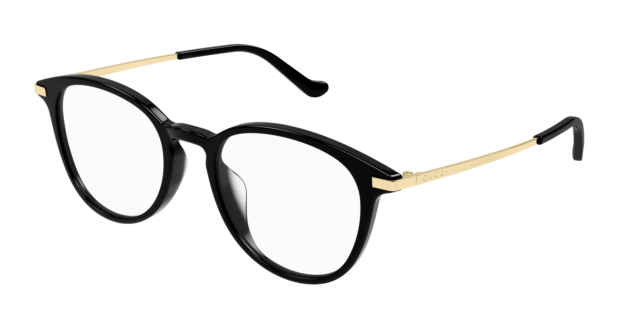 Gucci Unisex Gucci GG1466OA 001 Montature da vista Acetato Nero Trasparente Rotonda