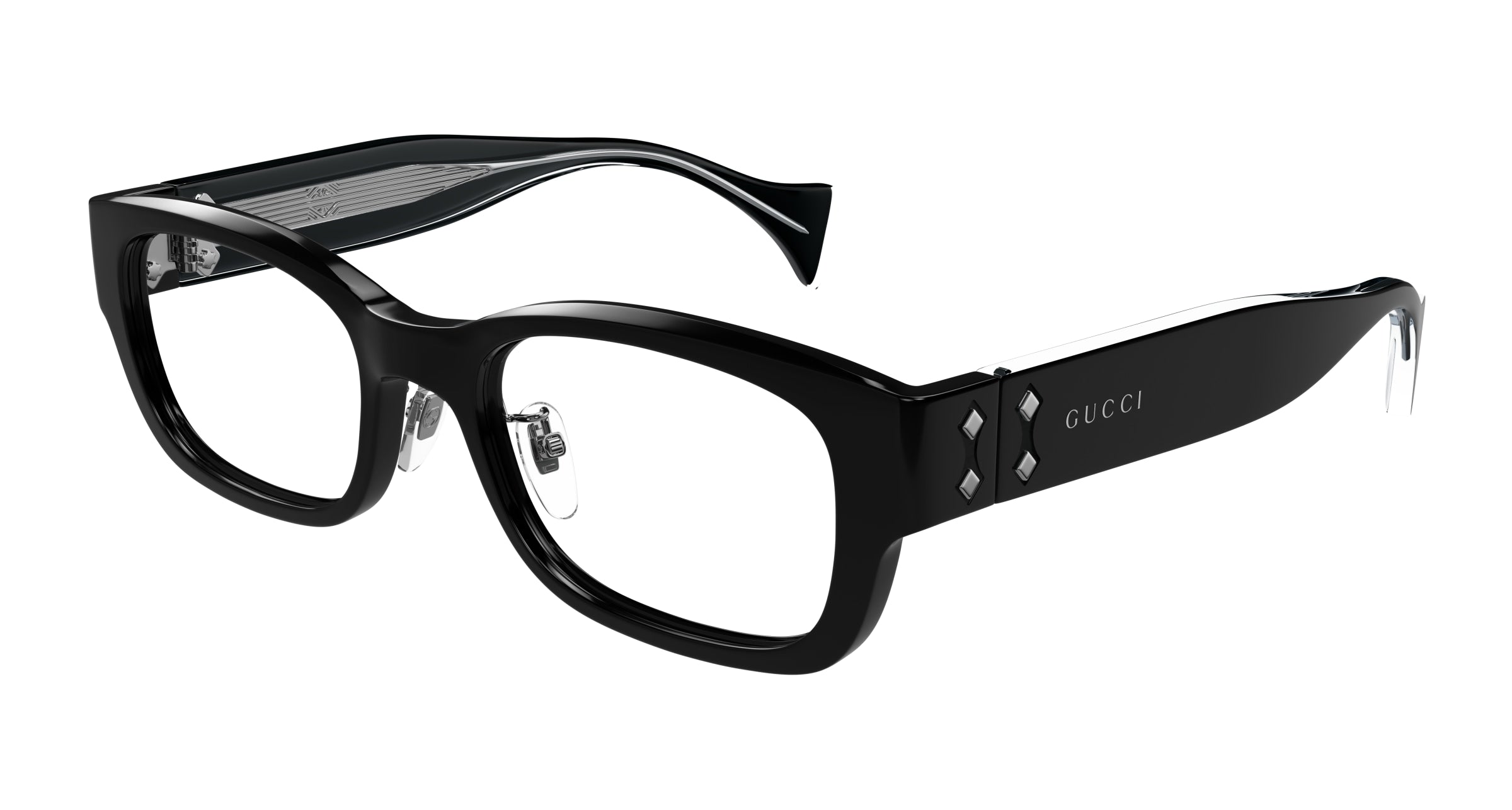 Gucci Unisex Gucci GG1744OJ 001 Montature da vista Acetato Nero Trasparente Squadrata