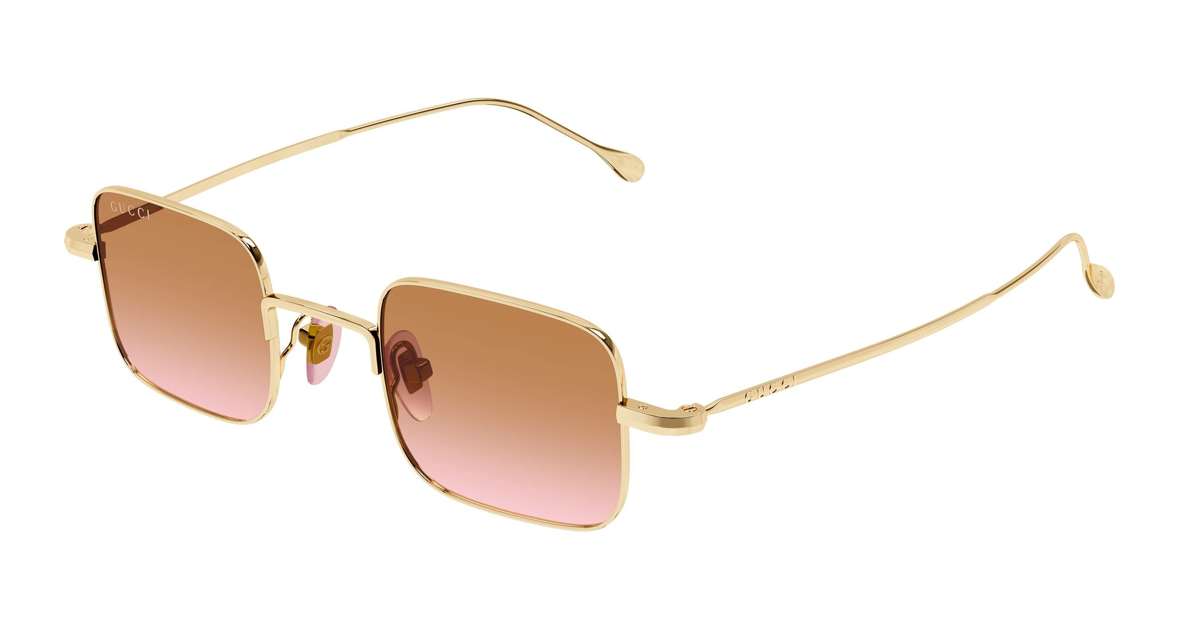 Gucci Unisex Gucci GG1813S 011 Occhiali da sole Metallo Oro Arancione Squadrata