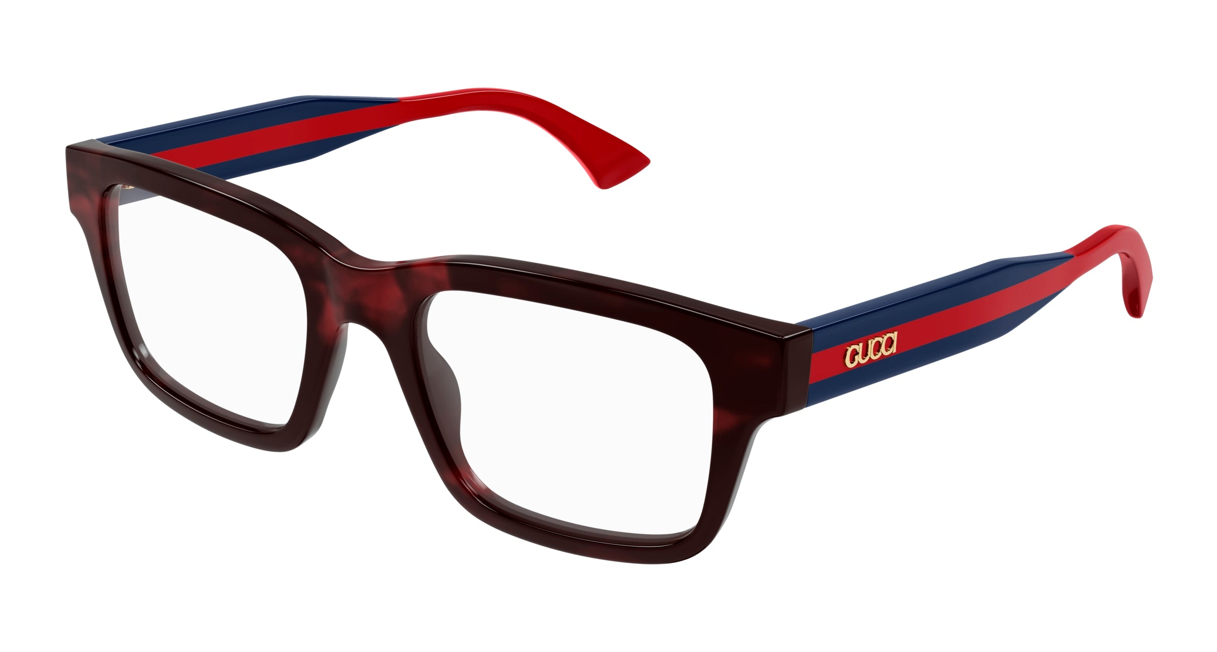 Gucci Unisex Gucci GG1865O 003 Montature da vista Acetato Havana Trasparente Squadrata