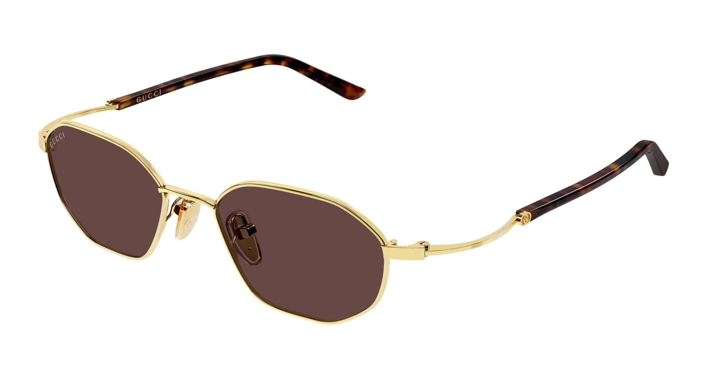 Gucci Unisex Gucci GG2257S 002 Occhiali da sole Metallo Oro Marrone Geometrica Gucci Unisex Gucci GG2257S 002 Occhiali da sole Metallo Oro Marrone Geometrica