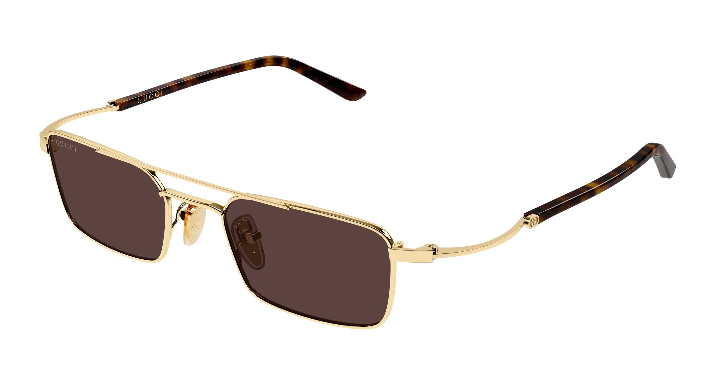 Gucci Unisex Gucci GG2258S 002 Occhiali da sole Metallo Oro Marrone Squadrata