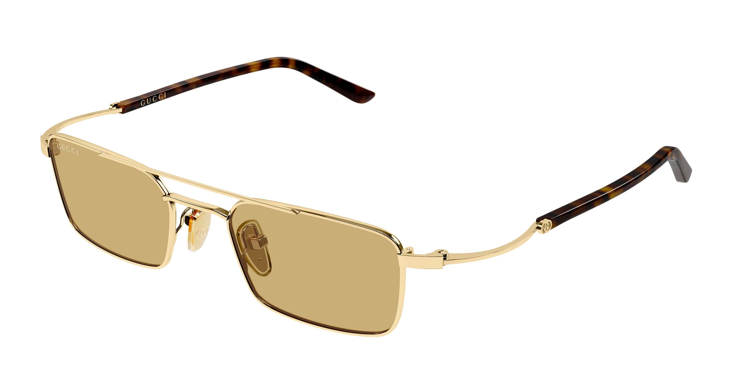 Gucci Unisex Gucci GG2258S 003 Occhiali da sole Metallo Oro Marrone Squadrata